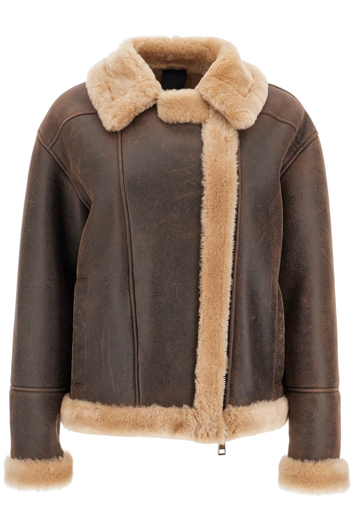 Blancha Shearling Jacket: Asymmetrical Zip & Wide Collar image 0