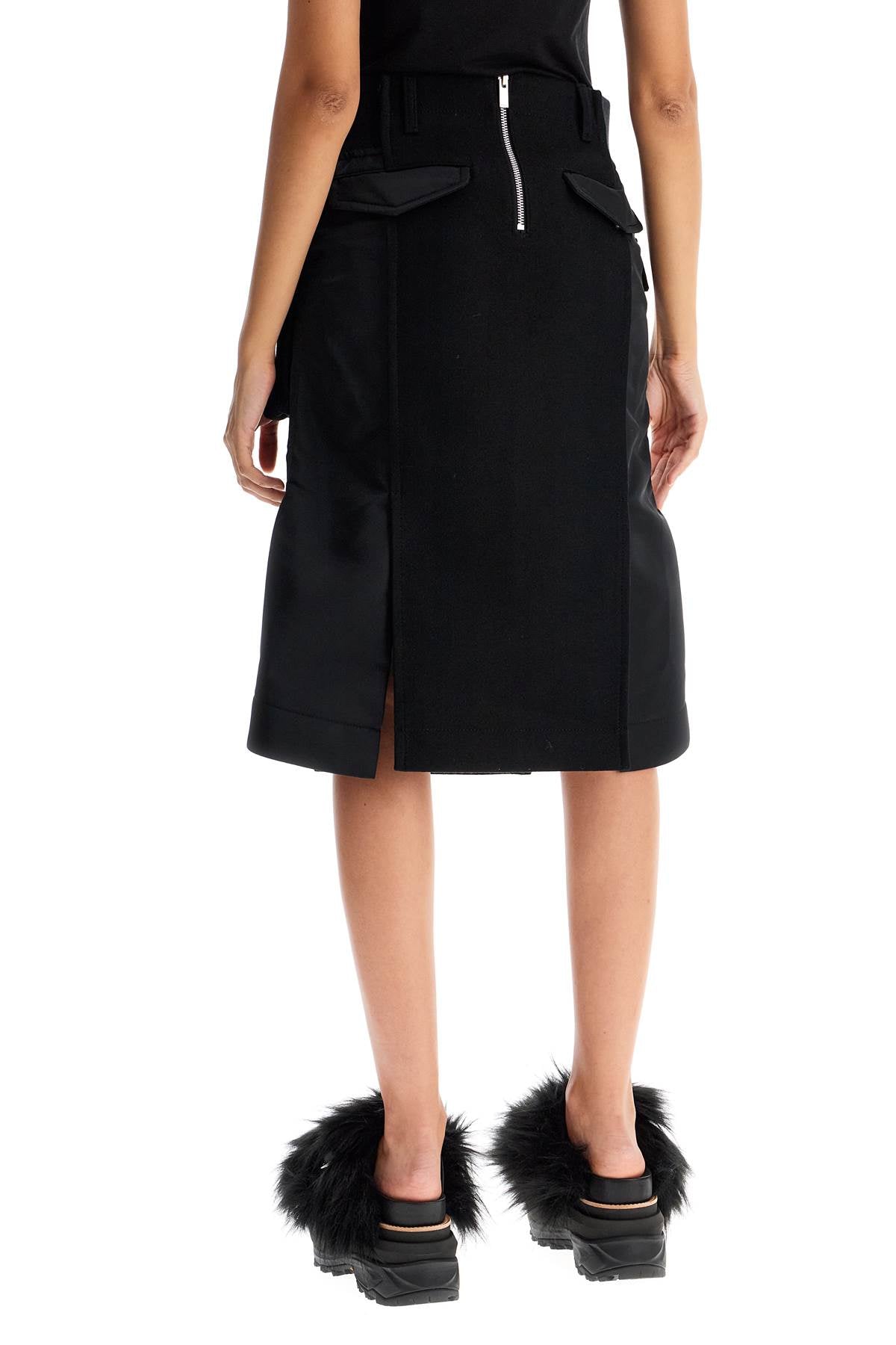 Sacai Hybrid Nylon and Melton Wool Midi Skirt image 2