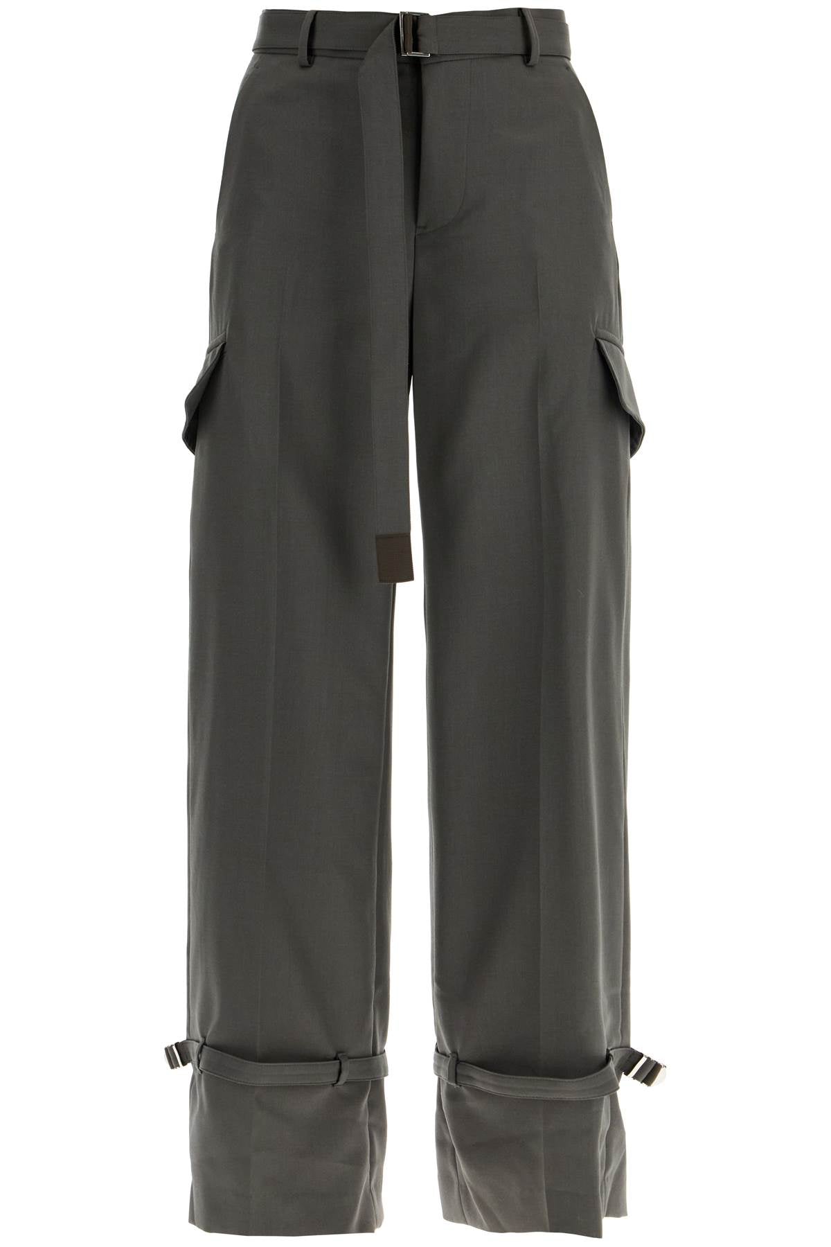 Sacai Straight-Leg Wool Blend Cargo Trousers for Men image 0