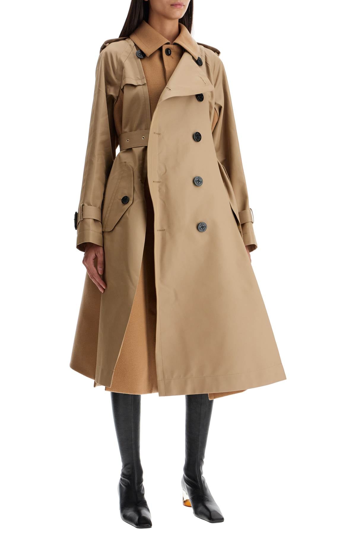 Sacai Hybrid Gabardine and Melton Wool Coat image 1