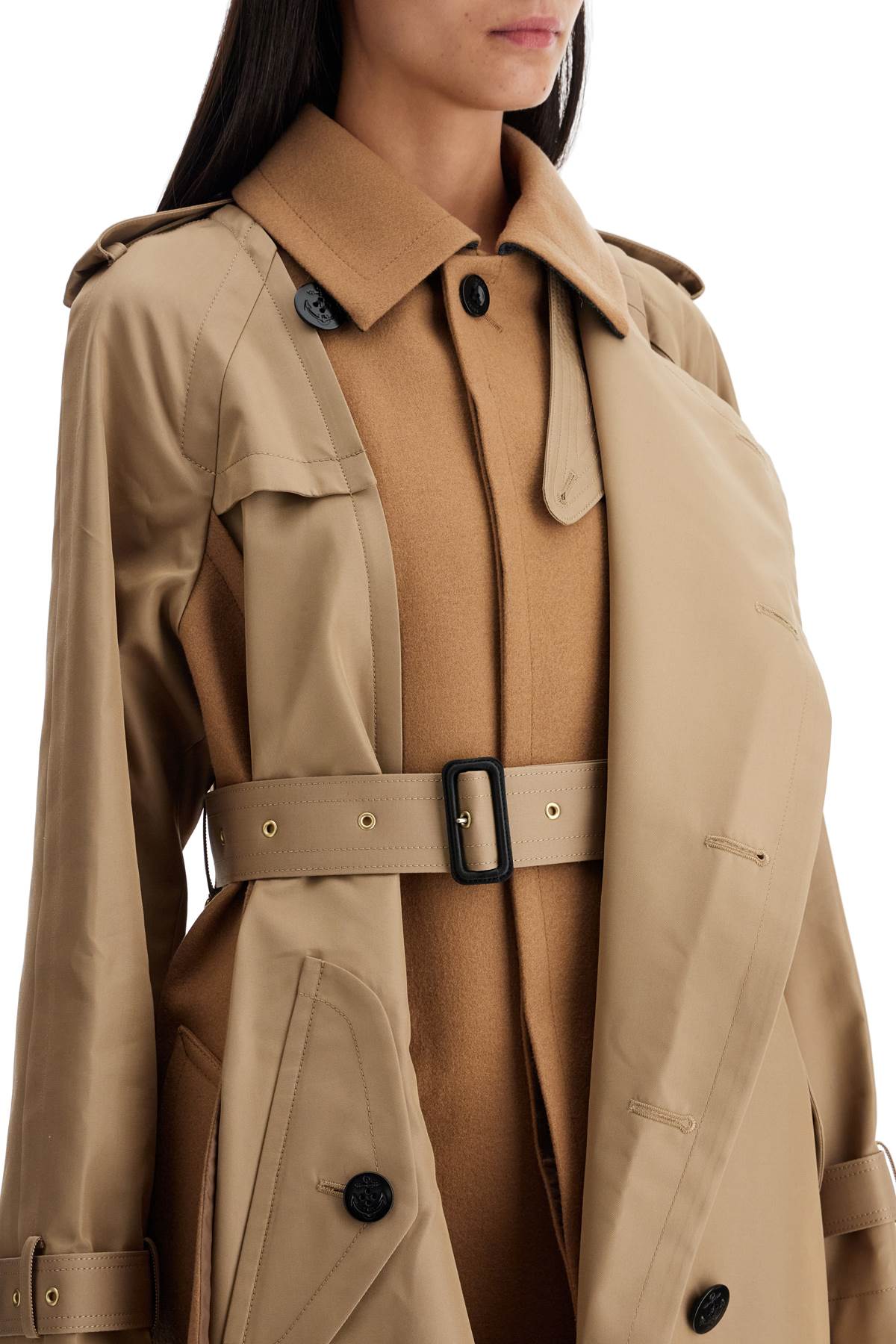 Sacai Hybrid Gabardine and Melton Wool Coat image 3