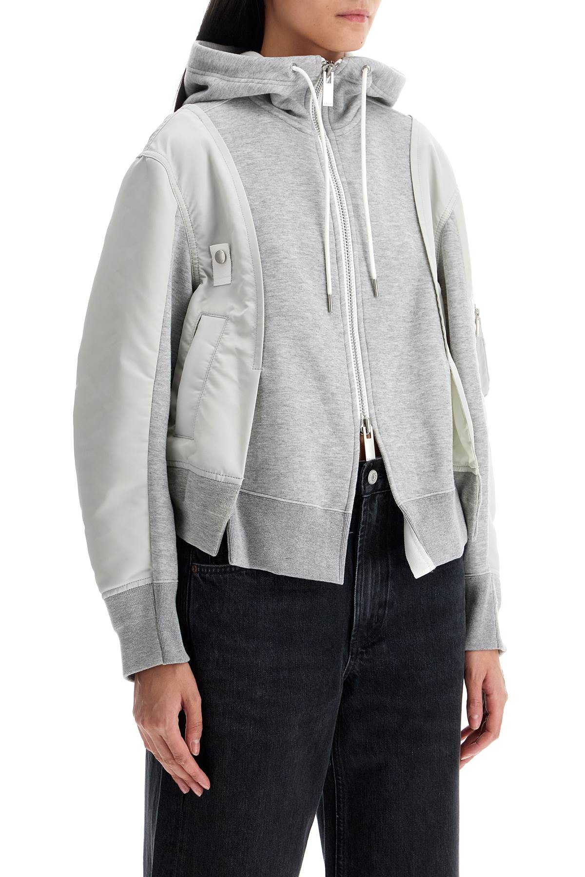 Sacai Hybrid Zip-Up Hoodie Sweatshirt image 1