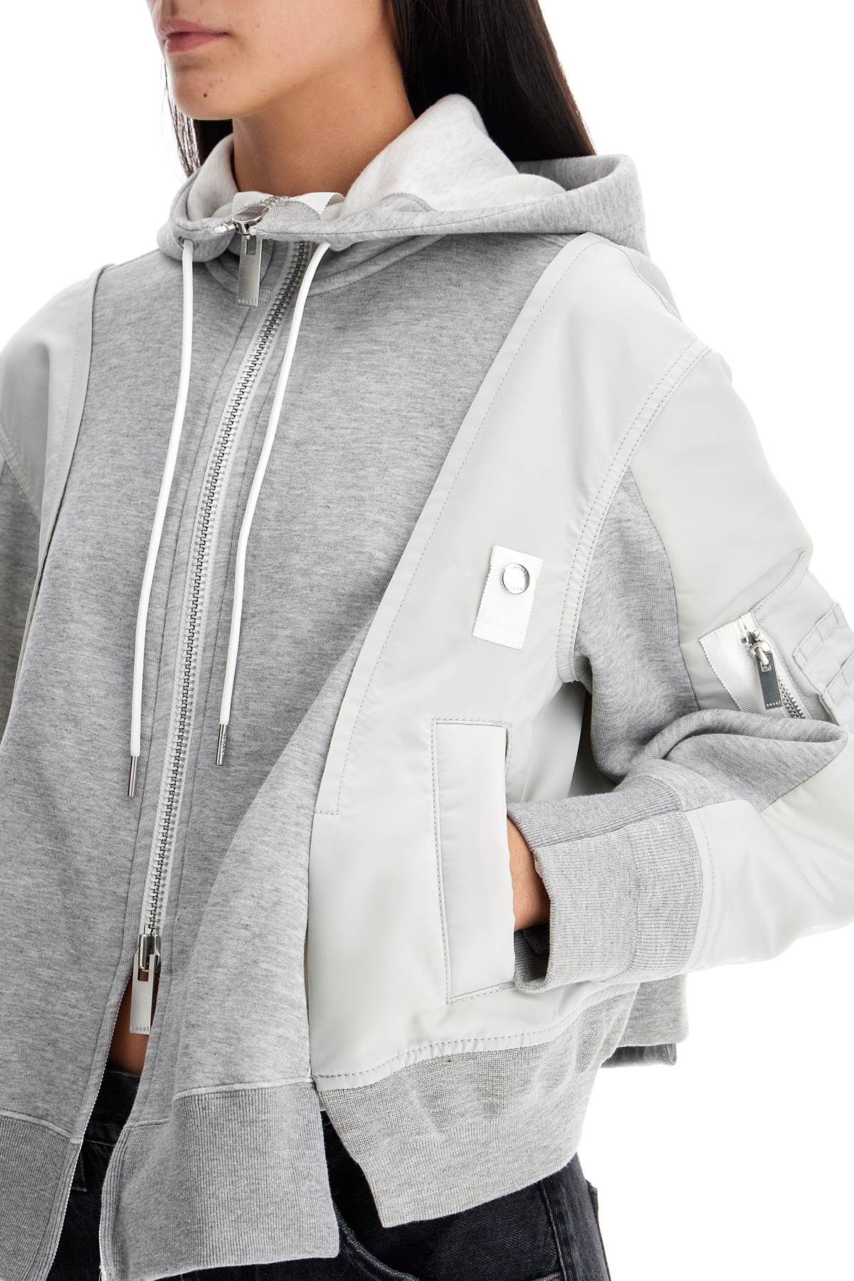 Sacai Hybrid Zip-Up Hoodie Sweatshirt image 3