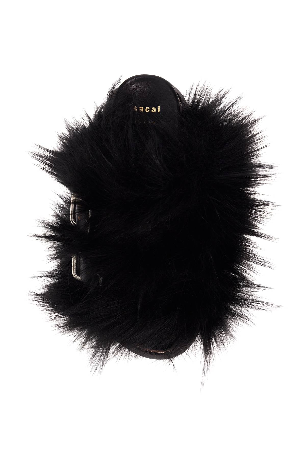 Sacai slides with faux fur strap image 1