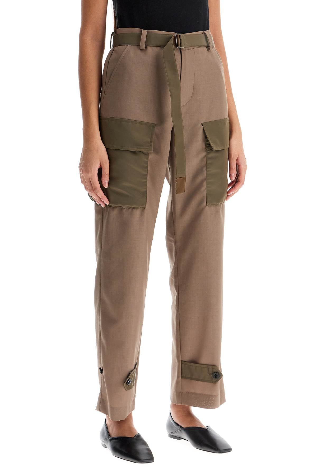 Sacai Women's High-Waisted Cargo Pants with Nylon Inserts image 1