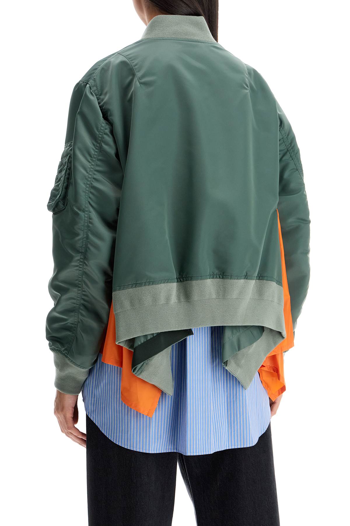 Sacai Leather and Nylon Bomber Jacket image 2