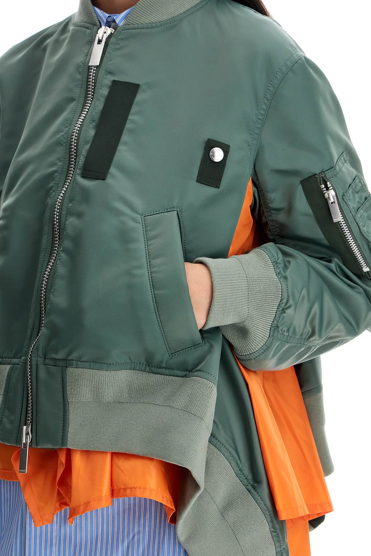 Sacai Leather and Nylon Bomber Jacket image 3