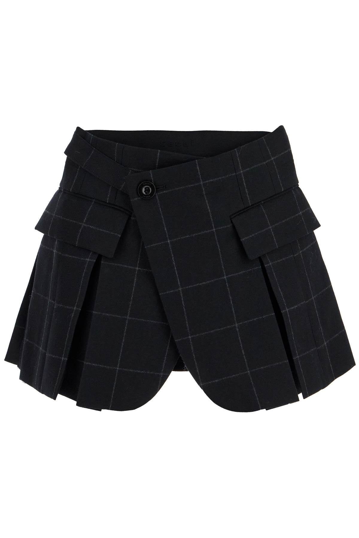 Sacai Plaid Wool Skort with Check & Nylon Shorts image 0