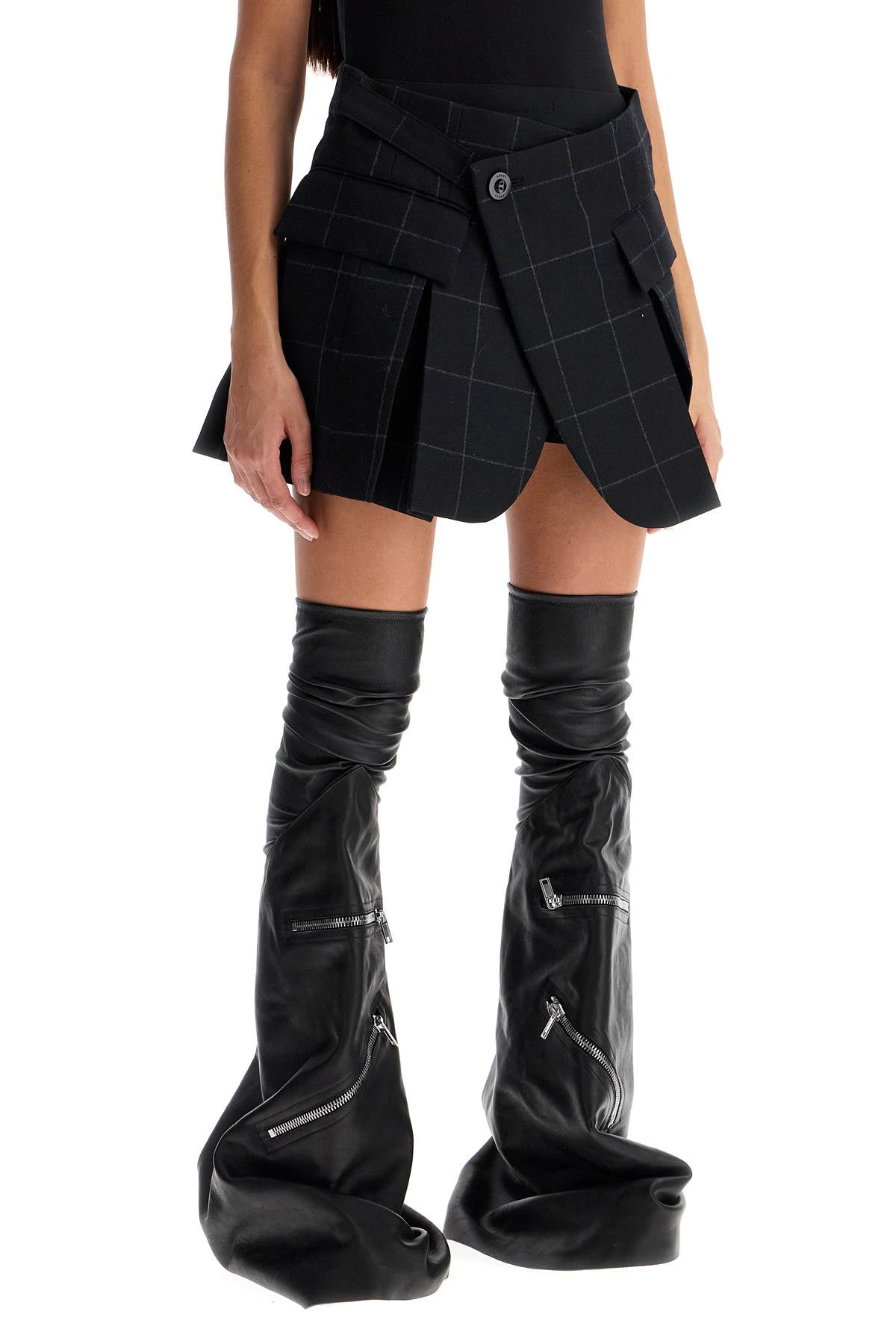 Sacai Plaid Wool Skort with Check & Nylon Shorts image 1