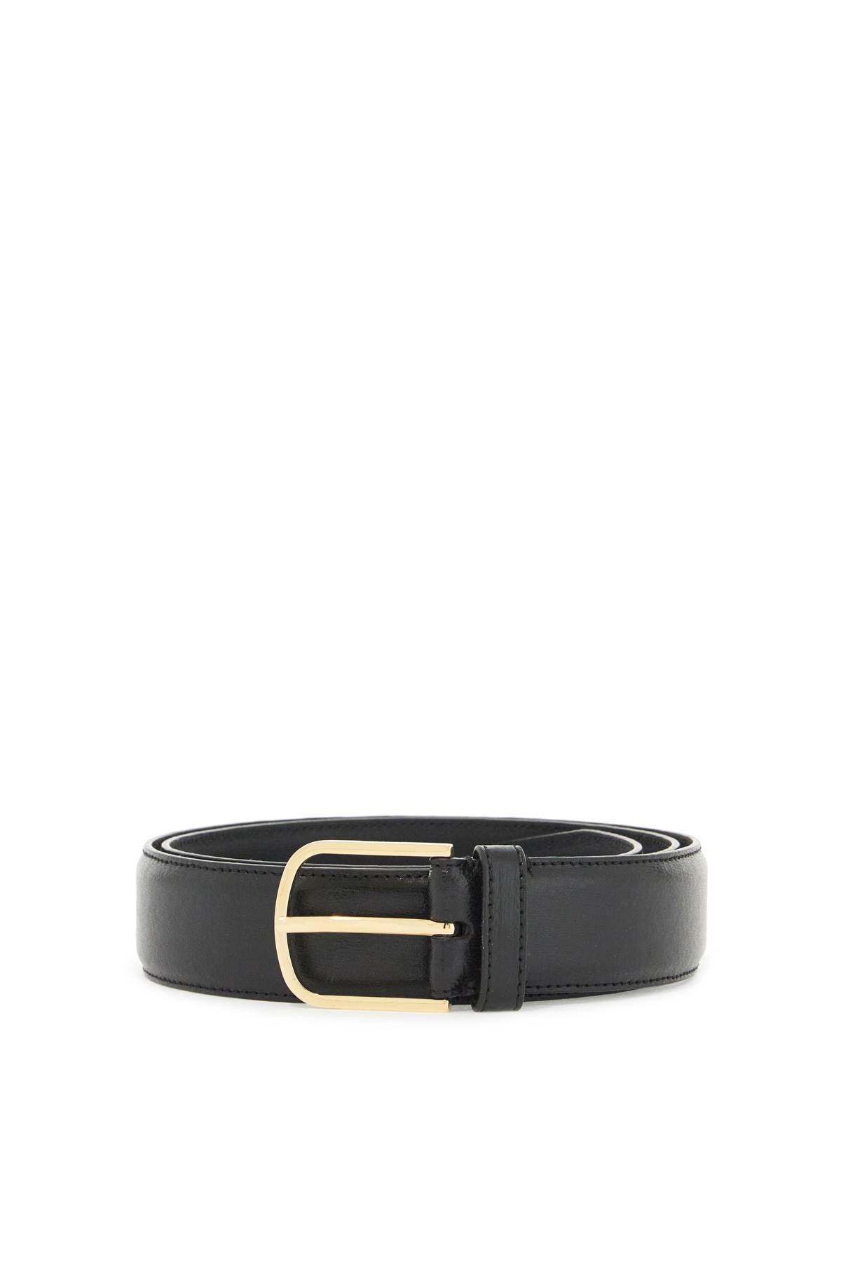 Toteme Wide Leather Belt with Gold Buckle image 0