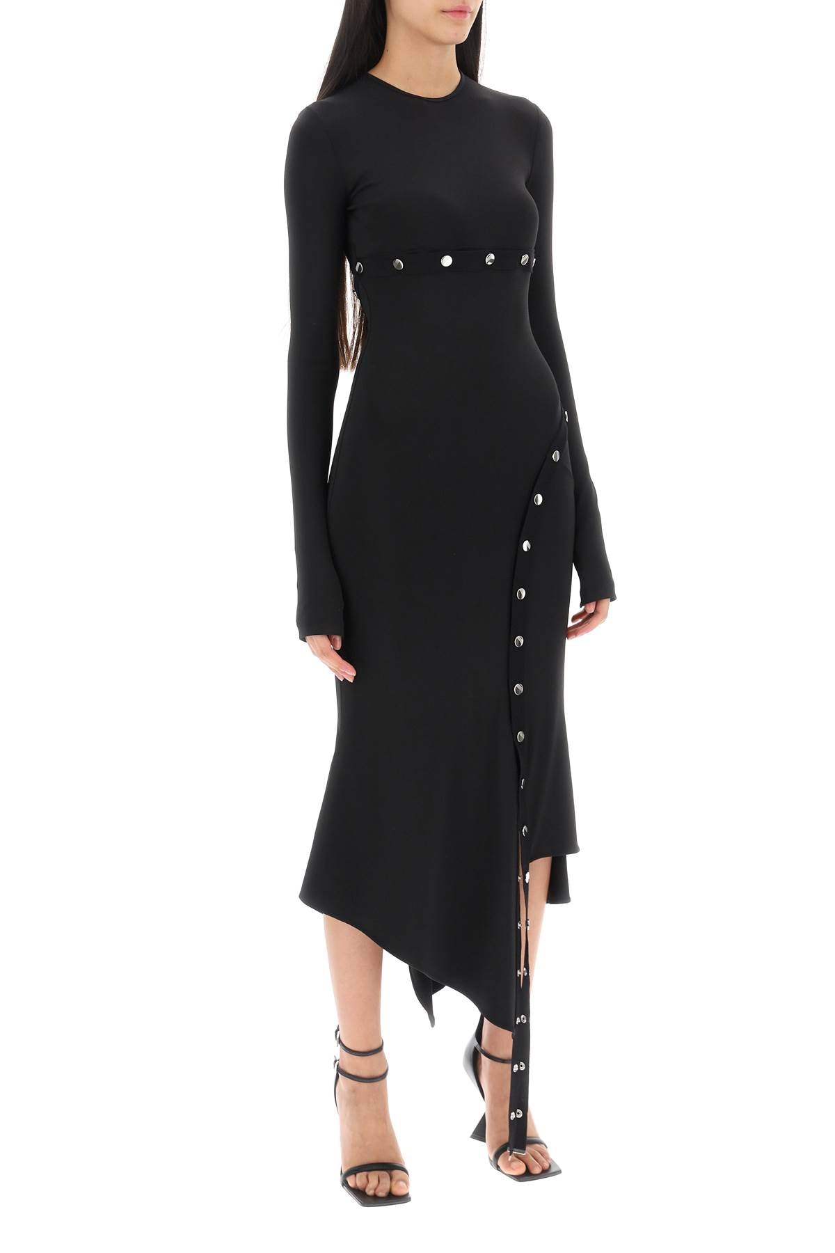 The Attico Asymmetric Snap-Button Jersey Midi Dress image 1