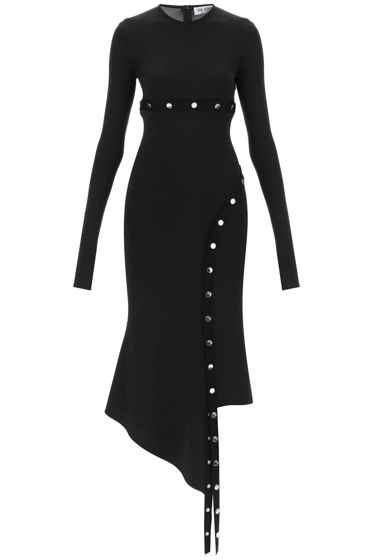 The Attico Asymmetric Snap-Button Jersey Midi Dress image 0