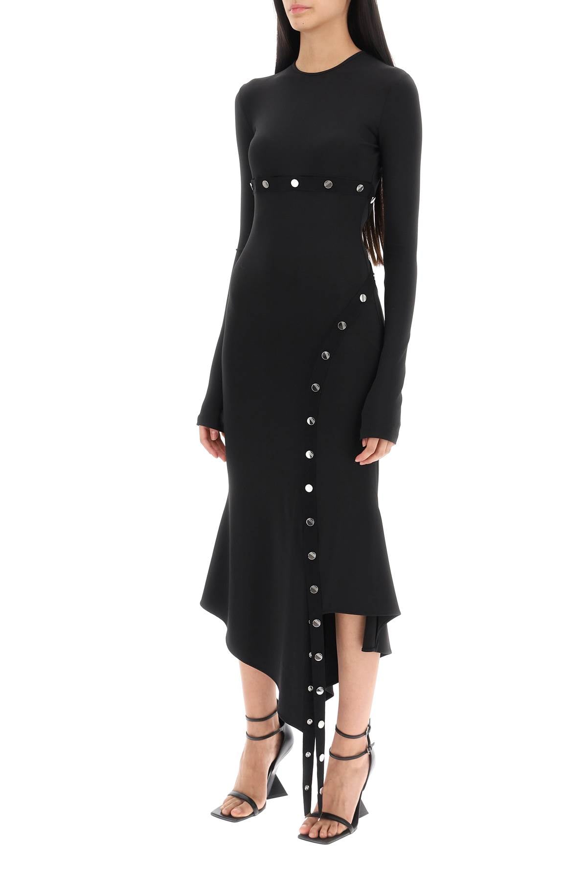 The Attico Asymmetric Snap-Button Jersey Midi Dress image 3