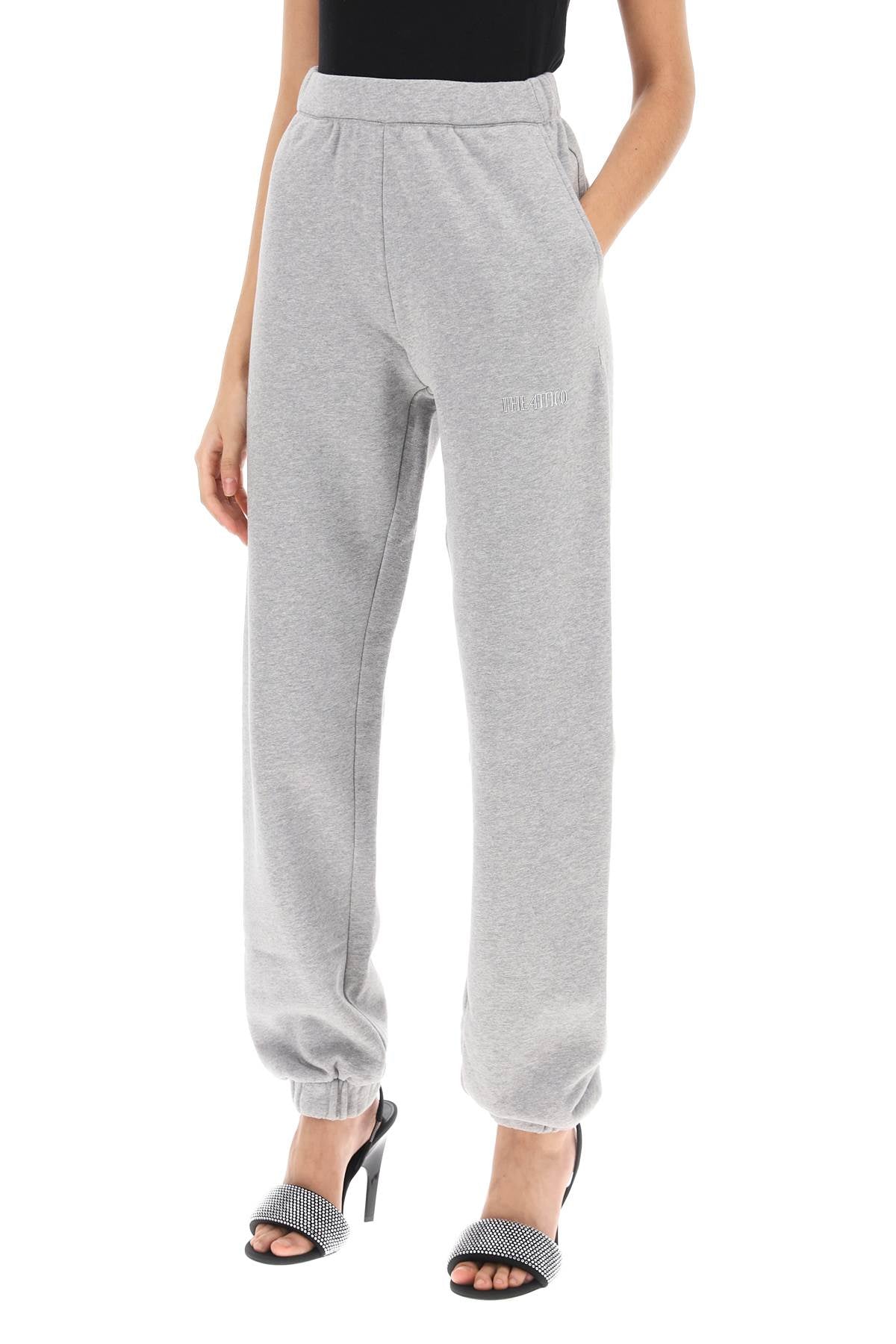 The Attico Fleece-Back Cotton Joggers with Metallic Logo image 3