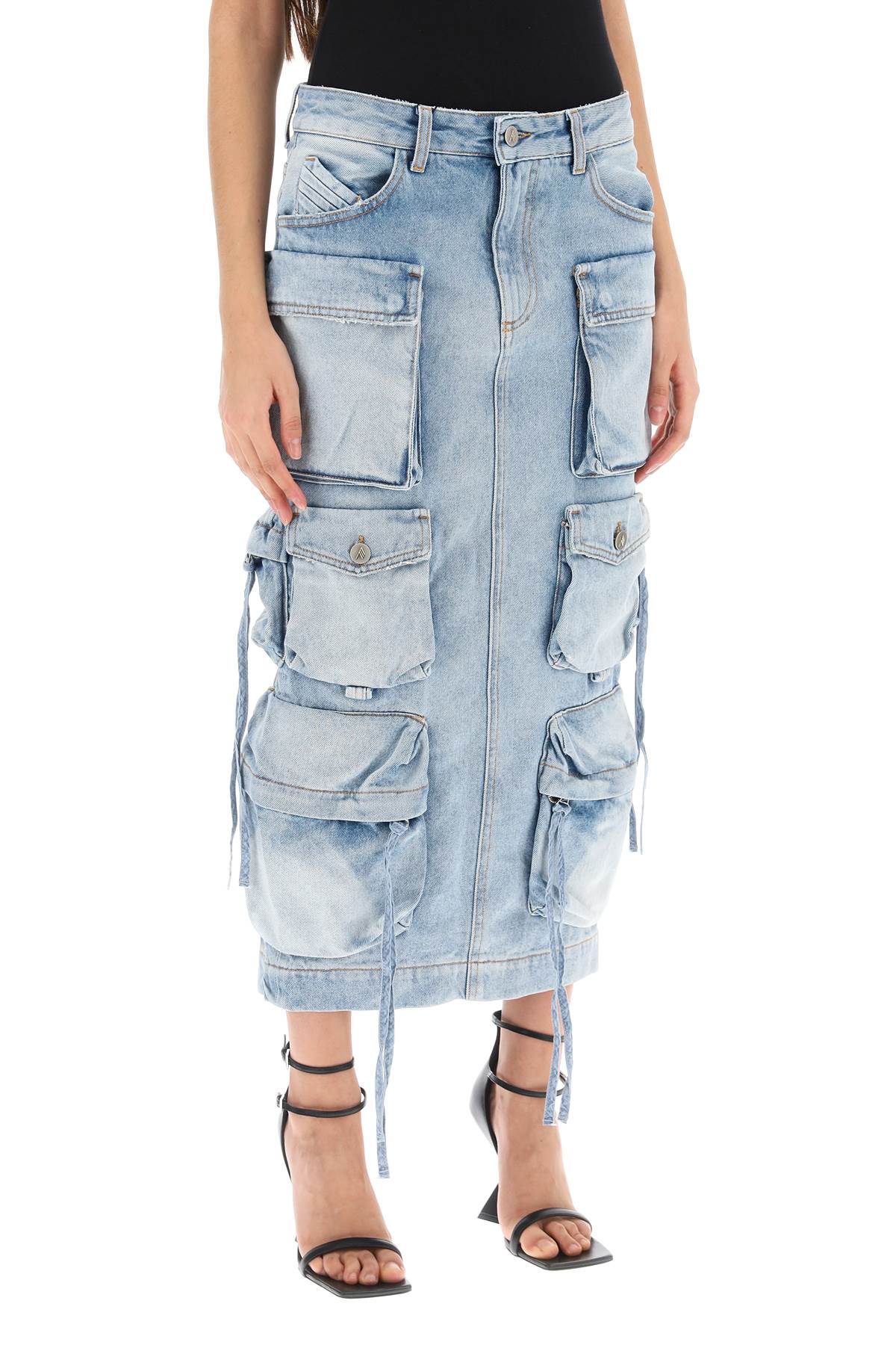 The Attico cargo denim skirt image 1