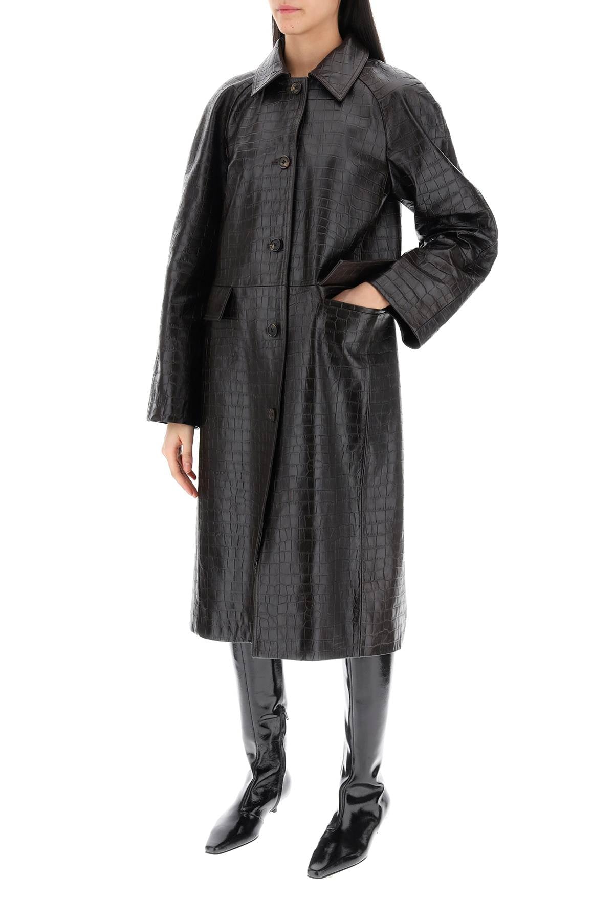 Toteme crocodile embossed leather coat image 3