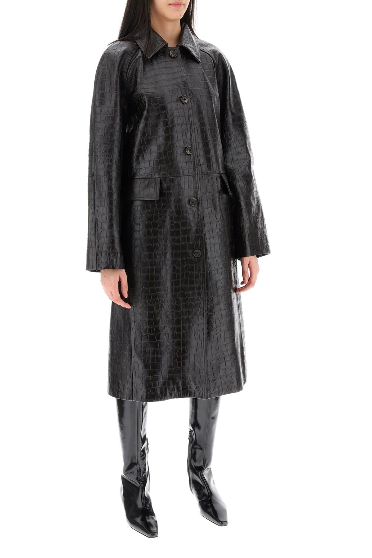 Toteme crocodile embossed leather coat image 1