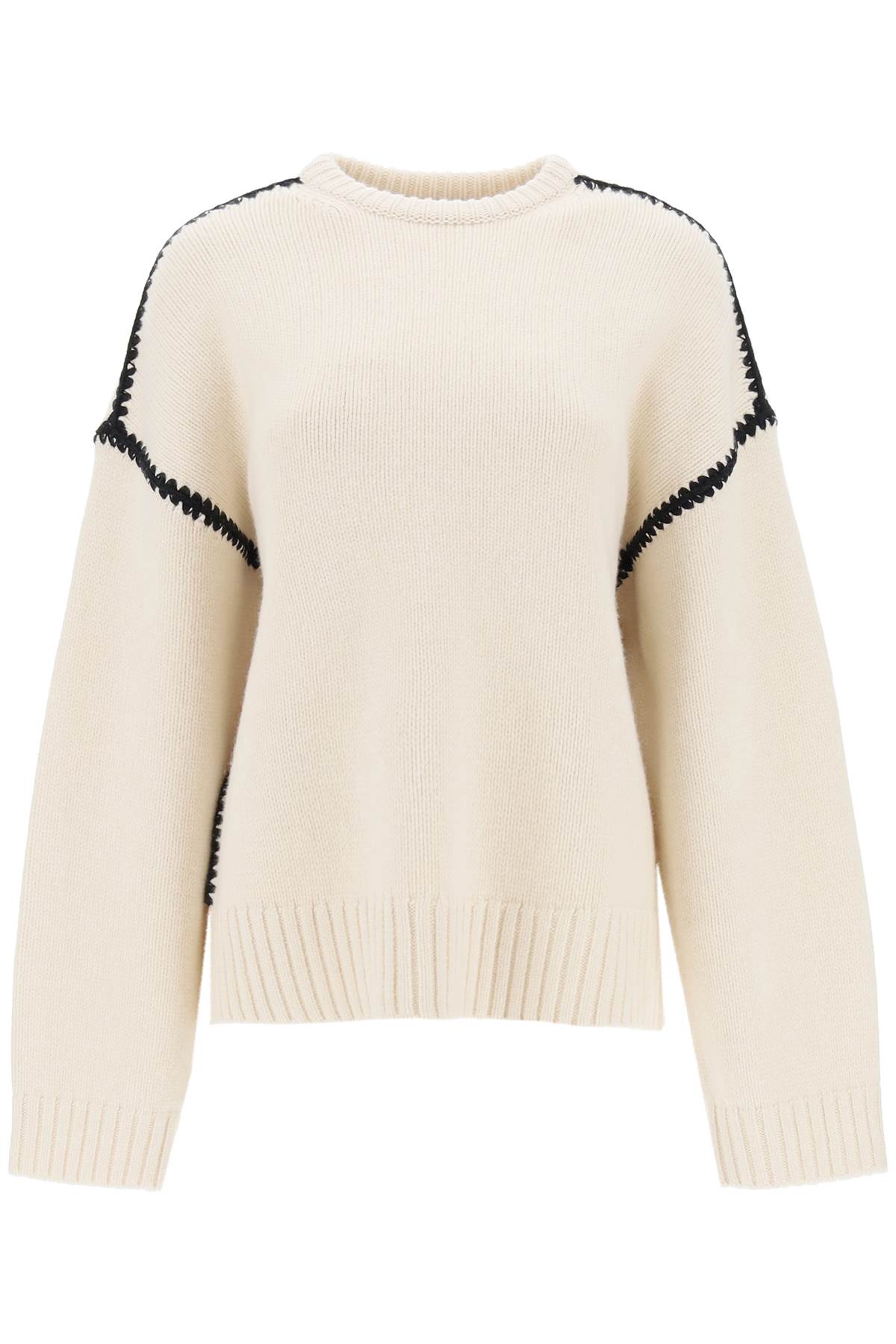 TOTEME Oversized Wool-Cashmere Blend Sweater with Contrast Embroideries image 0