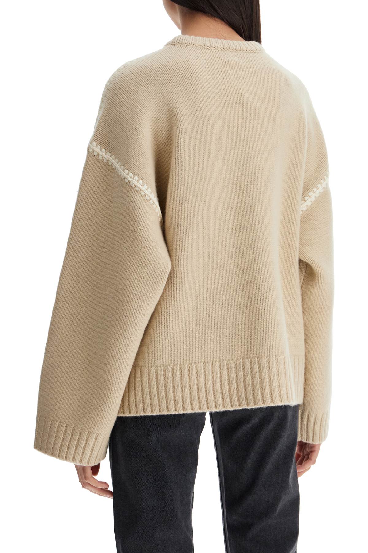 Toteme light beige wool and cashmere sweater with embroidery image 2