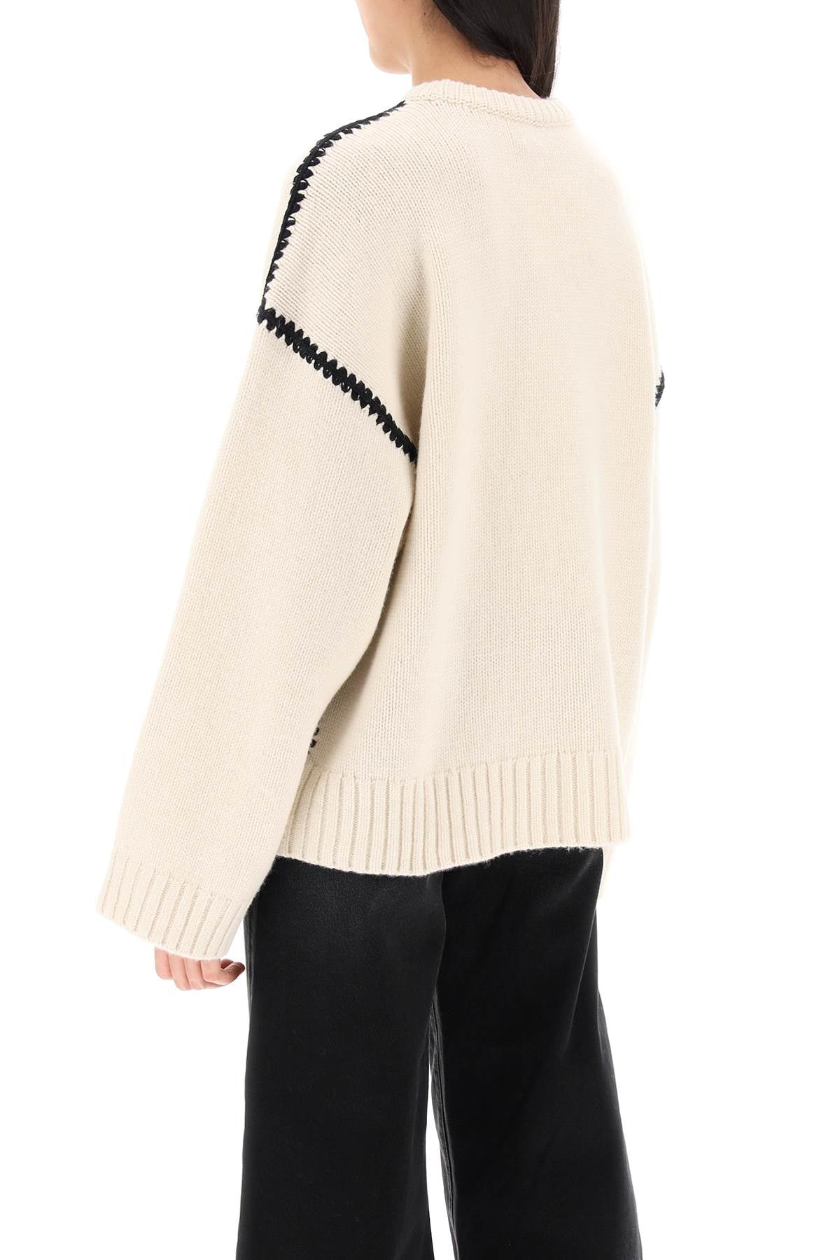 TOTEME Oversized Wool-Cashmere Blend Sweater with Contrast Embroideries image 2