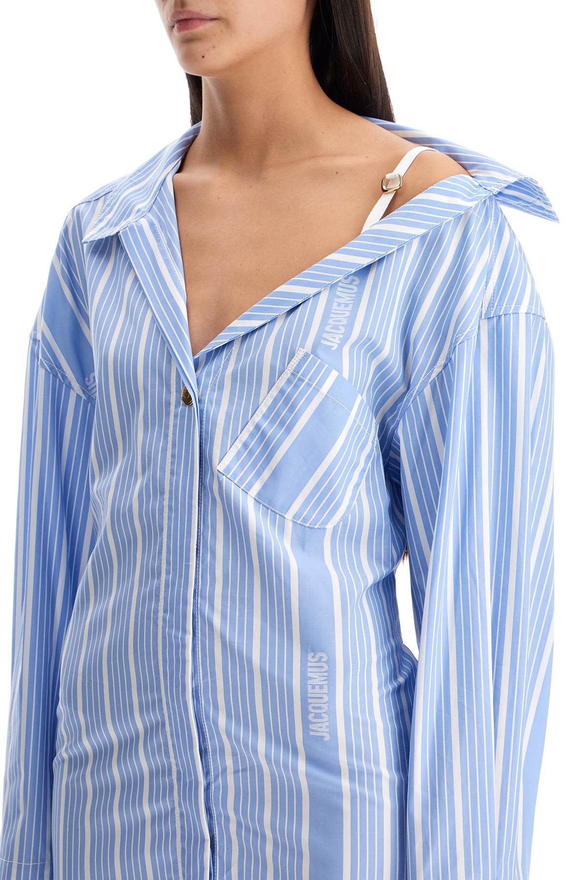 Jacquemus 'La Mini Robe Chemise' Striped Cotton Poplin Shirt Dress image 3