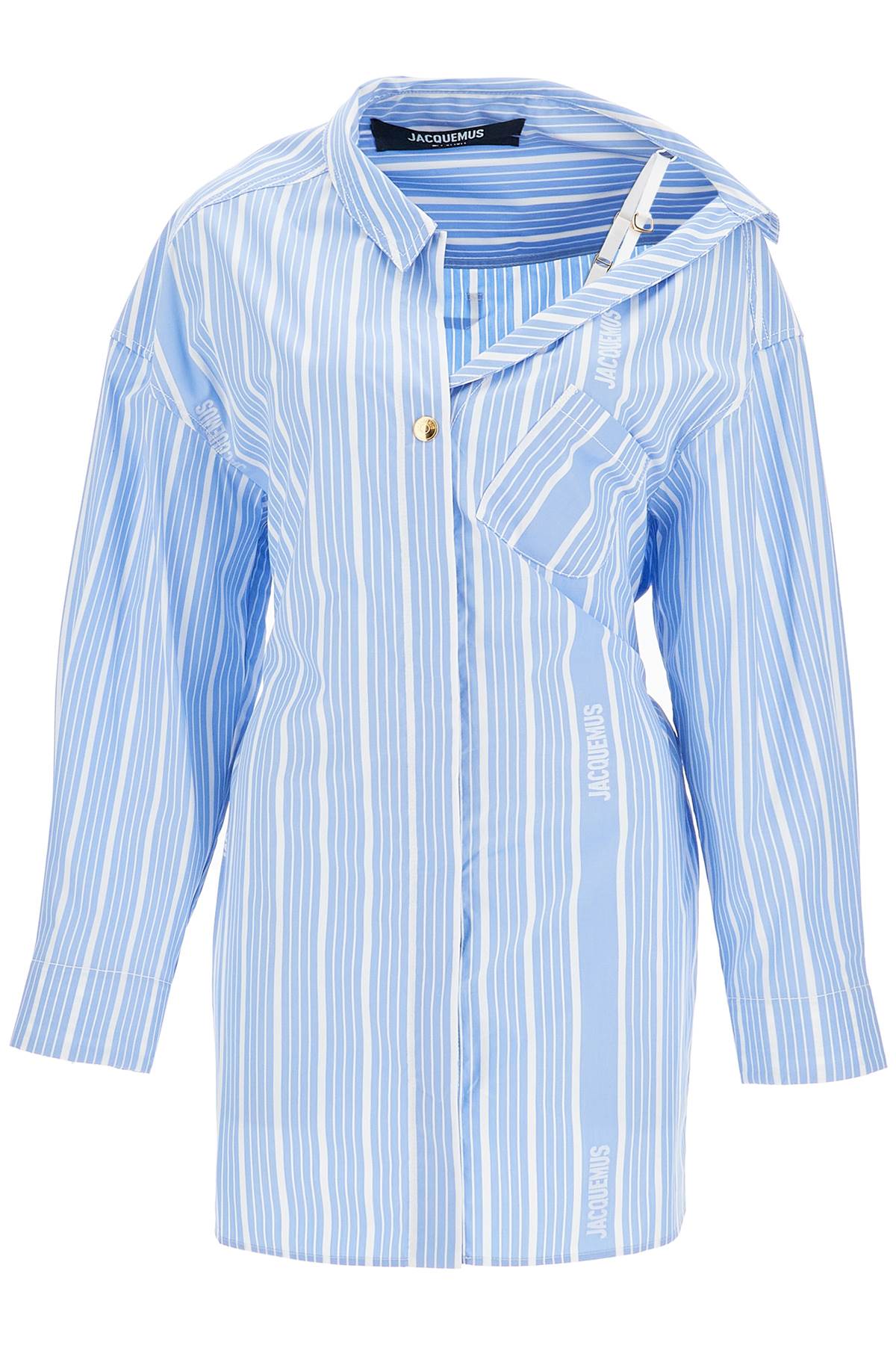 Jacquemus 'La Mini Robe Chemise' Striped Cotton Poplin Shirt Dress image 0