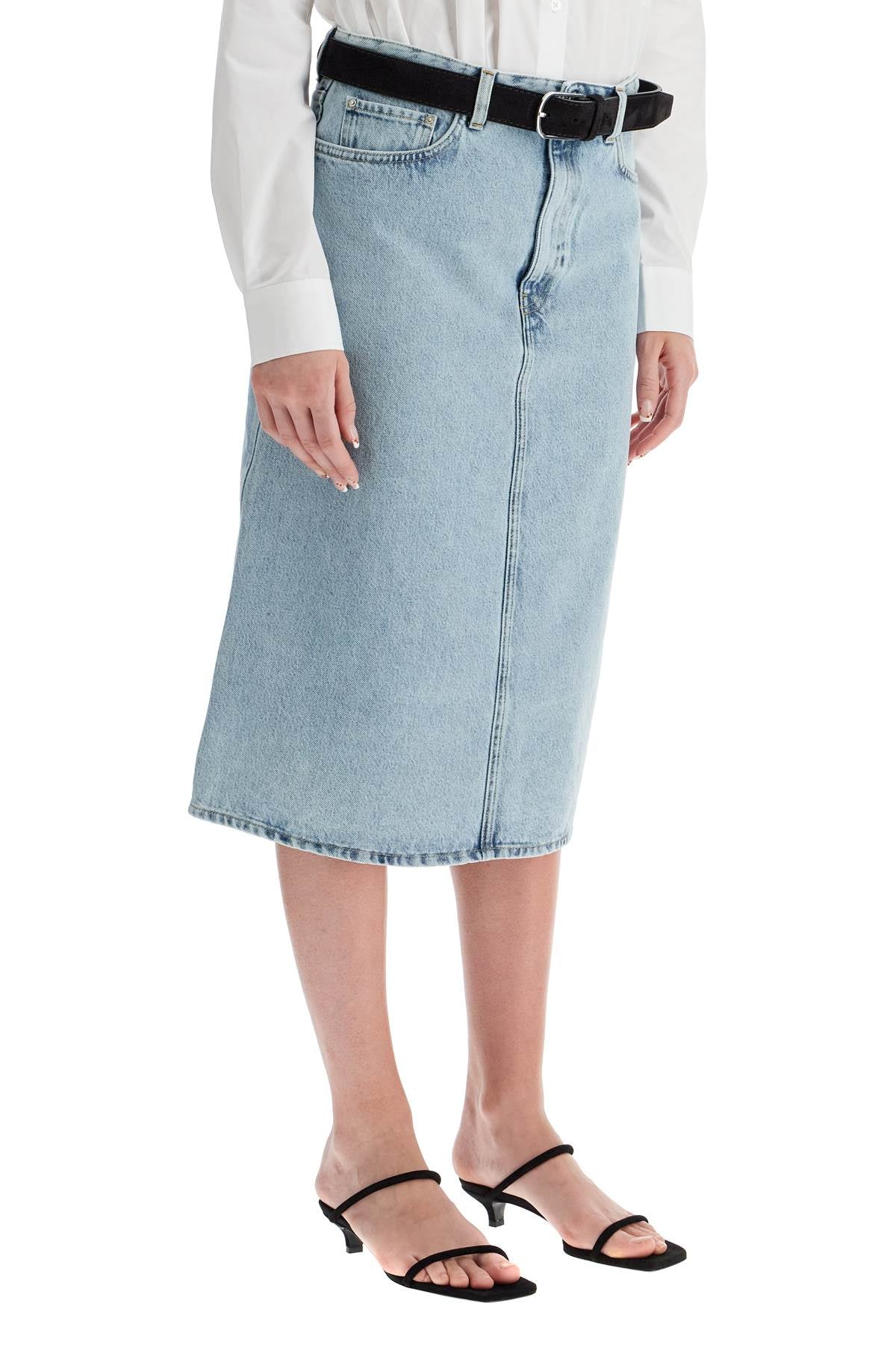 Totême Light Wash Denim Midi Skirt image 1