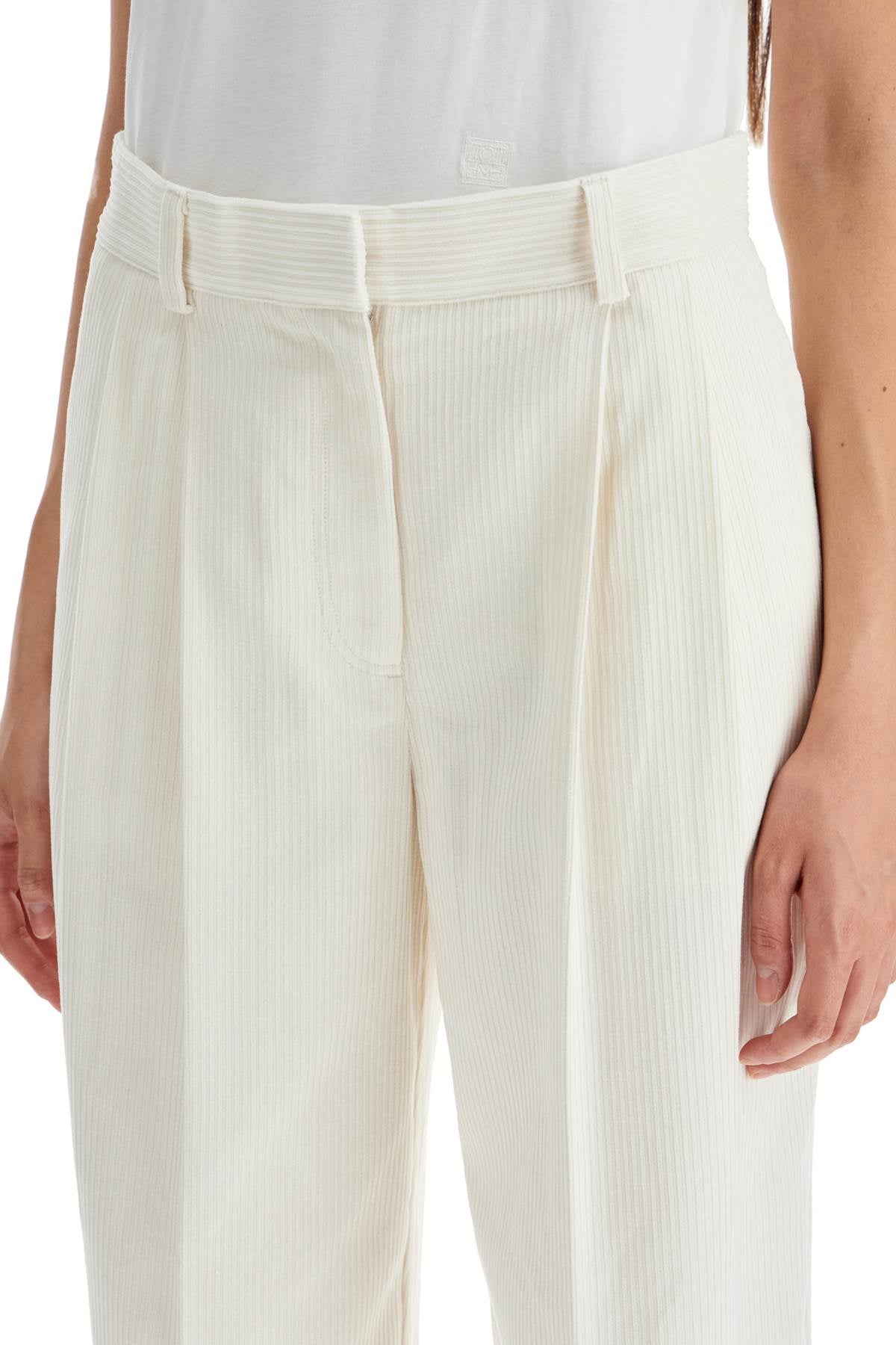 Totême Straight Double-Pleated Silk & Cotton Corduroy Pants image 3