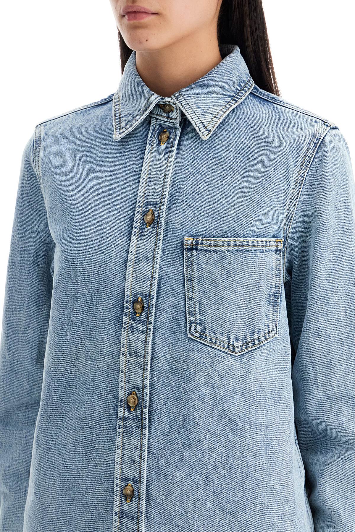 Toteme denim overshirt with pocket detail image 3