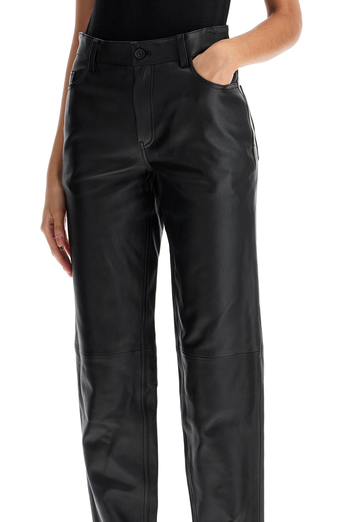 Toteme Women's Five-Pocket Leather Pants - Classic Tapered Fit image 3