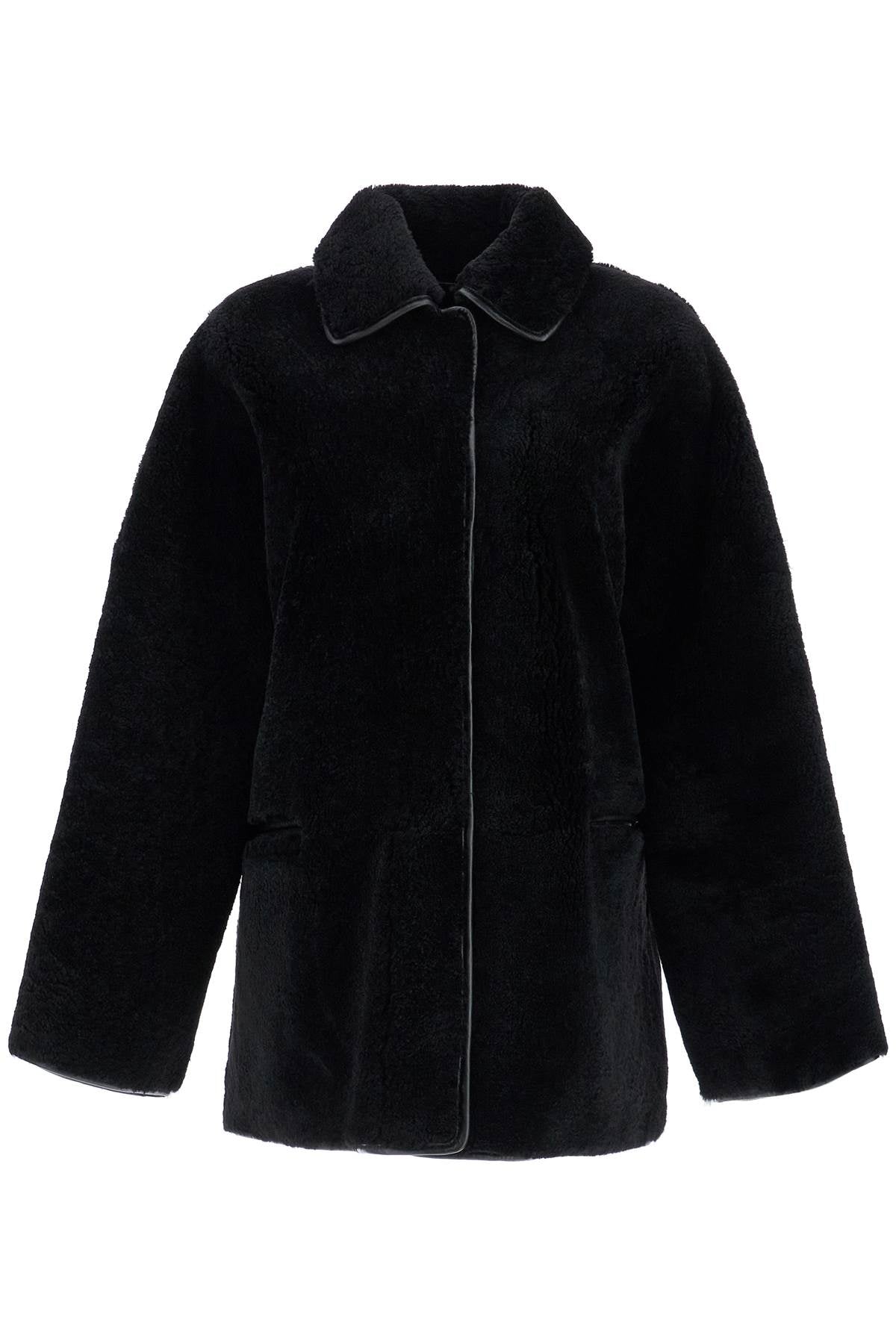 Toteme black lambskin oversized shirt-jacket image 0