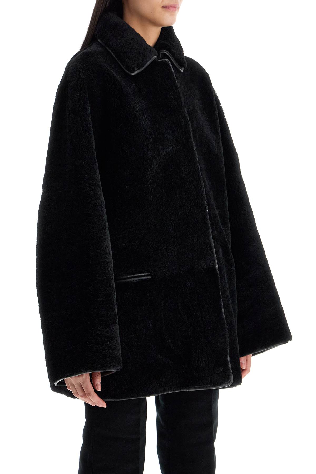 Toteme black lambskin oversized shirt-jacket image 1