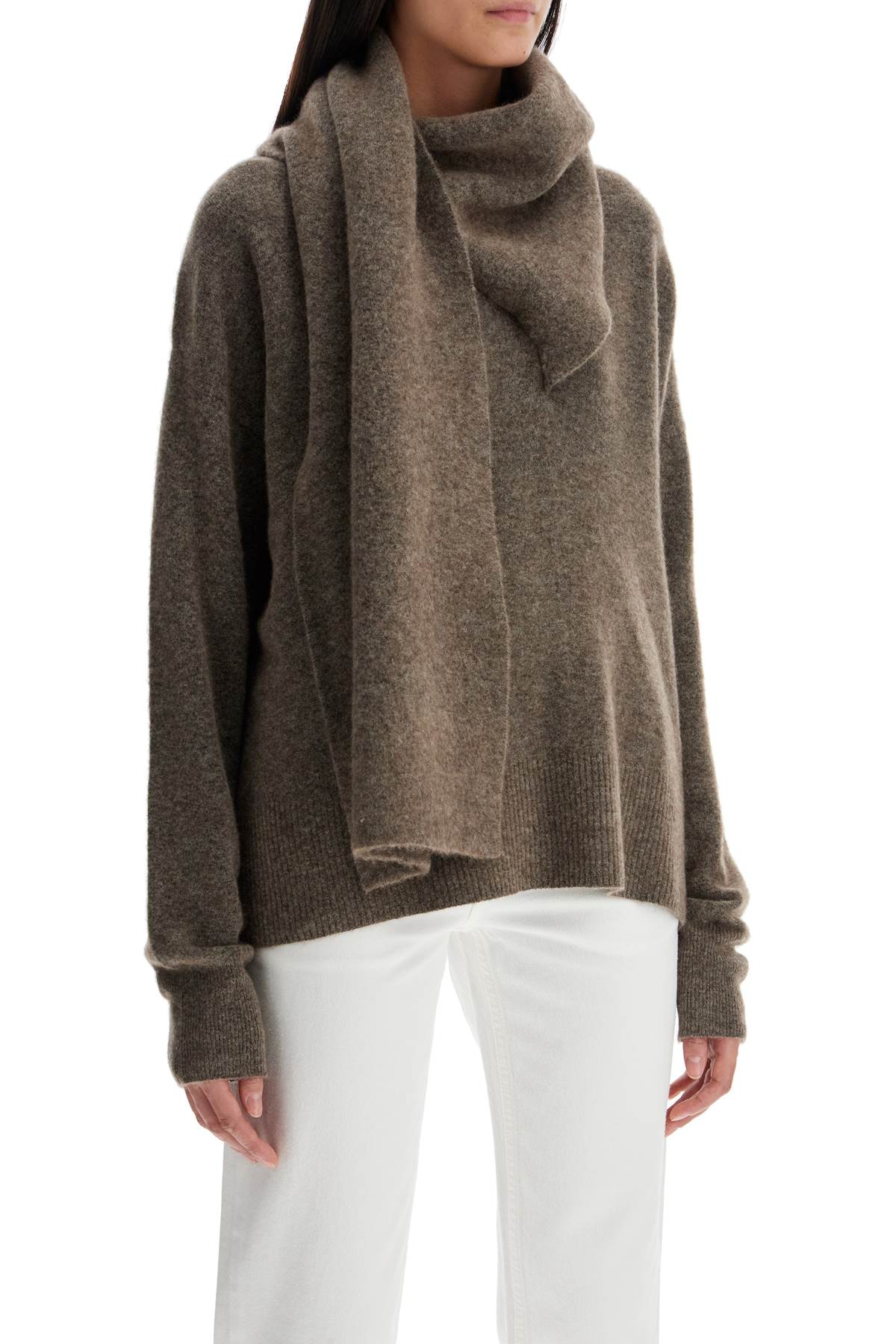 TOTEME Integrated Scarf Oversized Pullover Sweater image 1