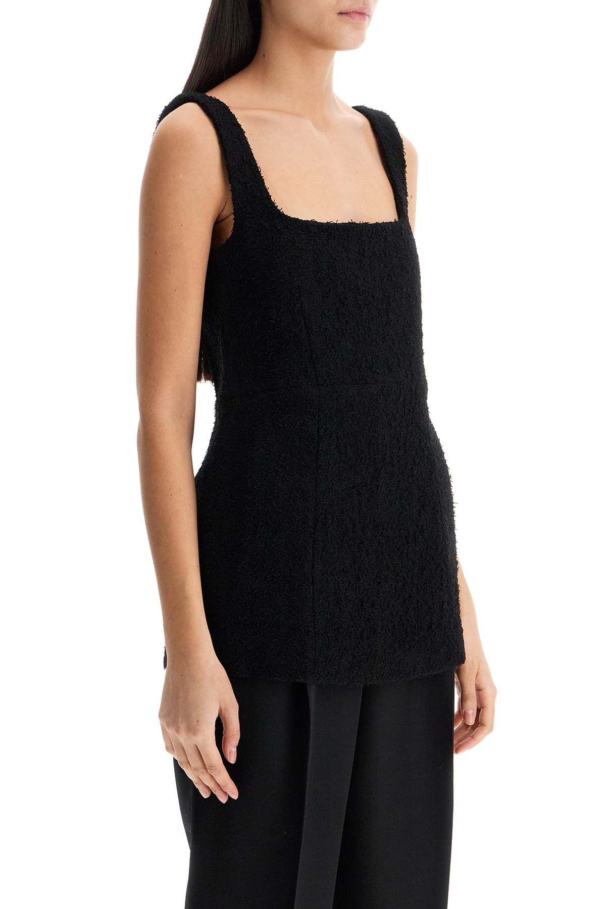 Toteme black boucle top without sleeves square neck image 1