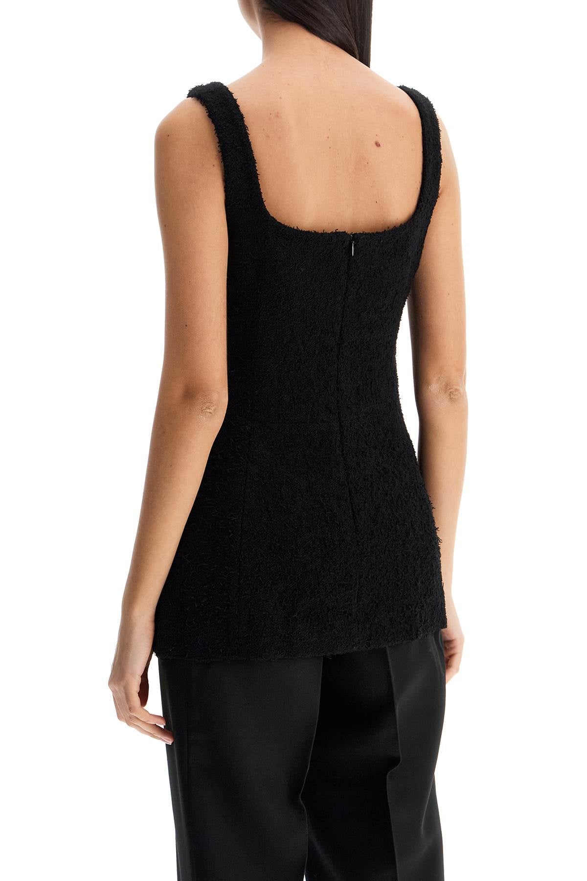 Toteme black boucle top without sleeves square neck image 2