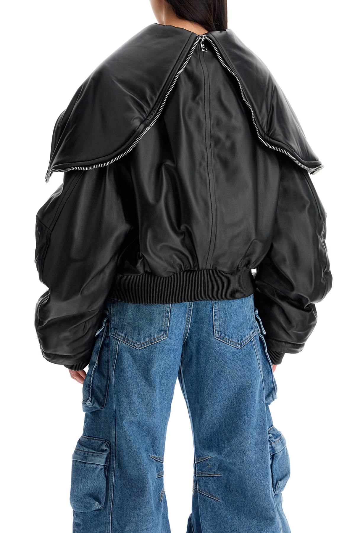 The Attico Oversized Nappa Leather Bomber Jacket with Hood image 2