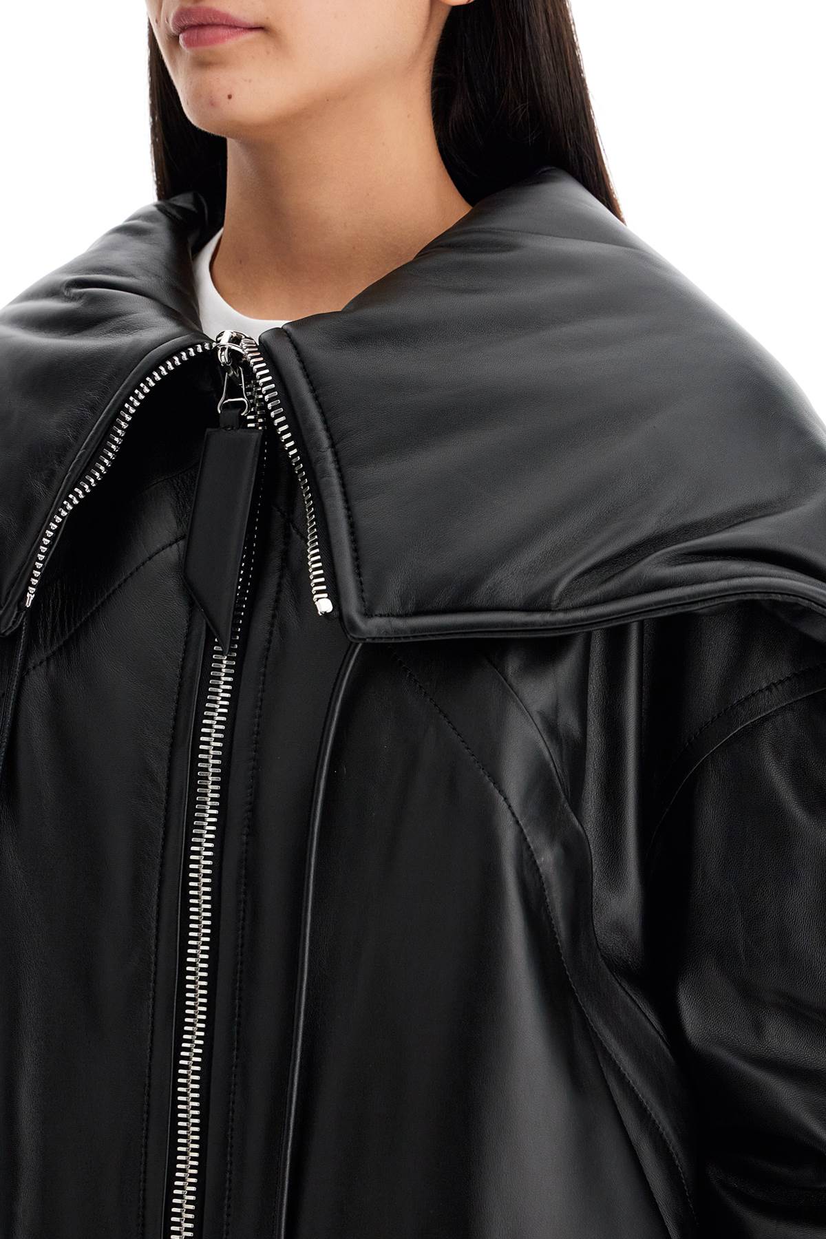 The Attico Oversized Nappa Leather Bomber Jacket with Hood image 3