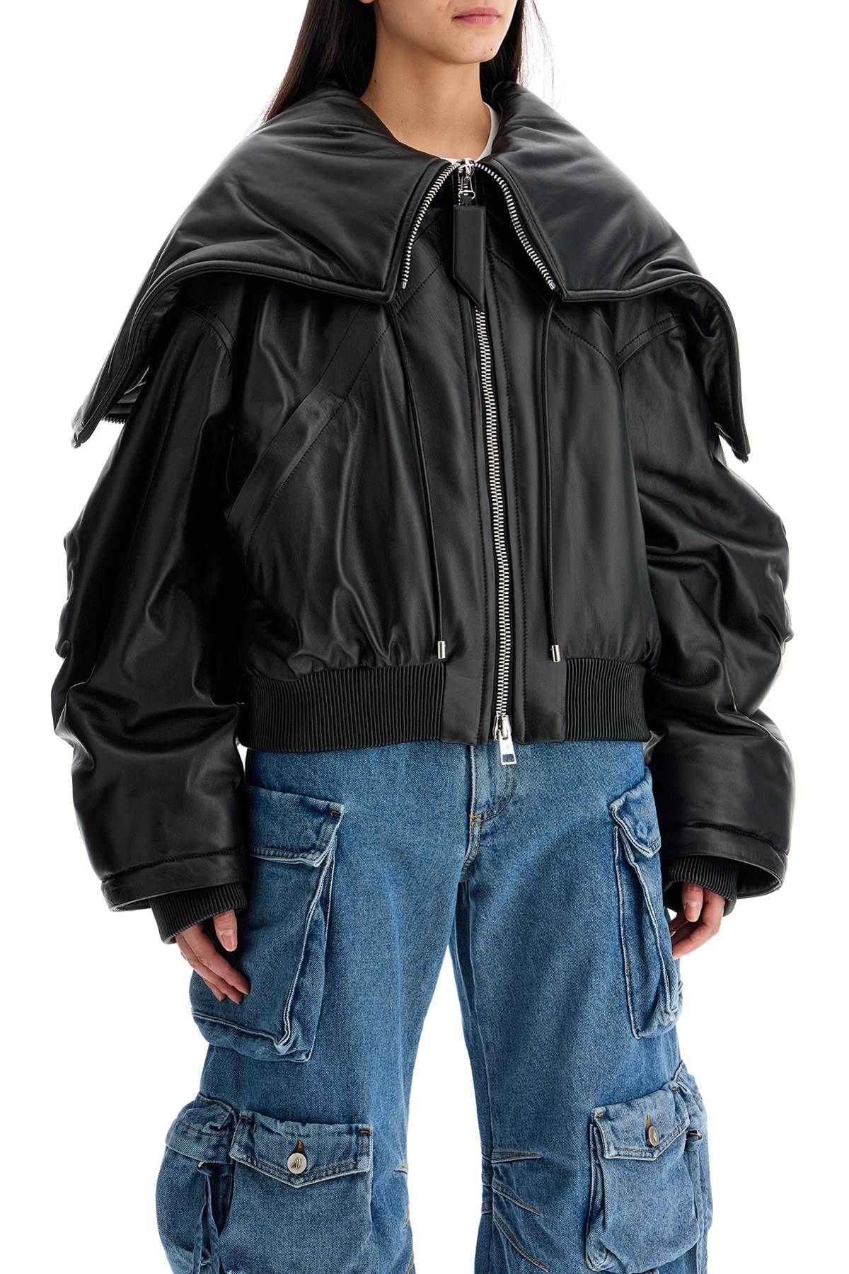 The Attico Oversized Nappa Leather Bomber Jacket with Hood image 1