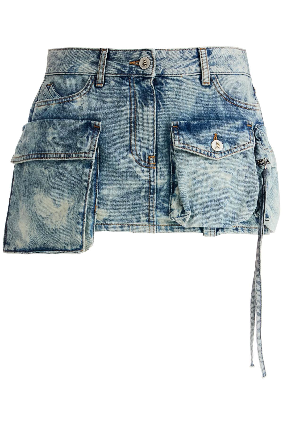 The Attico Bleached Denim Mini Skirt with Cargo Pockets image 0