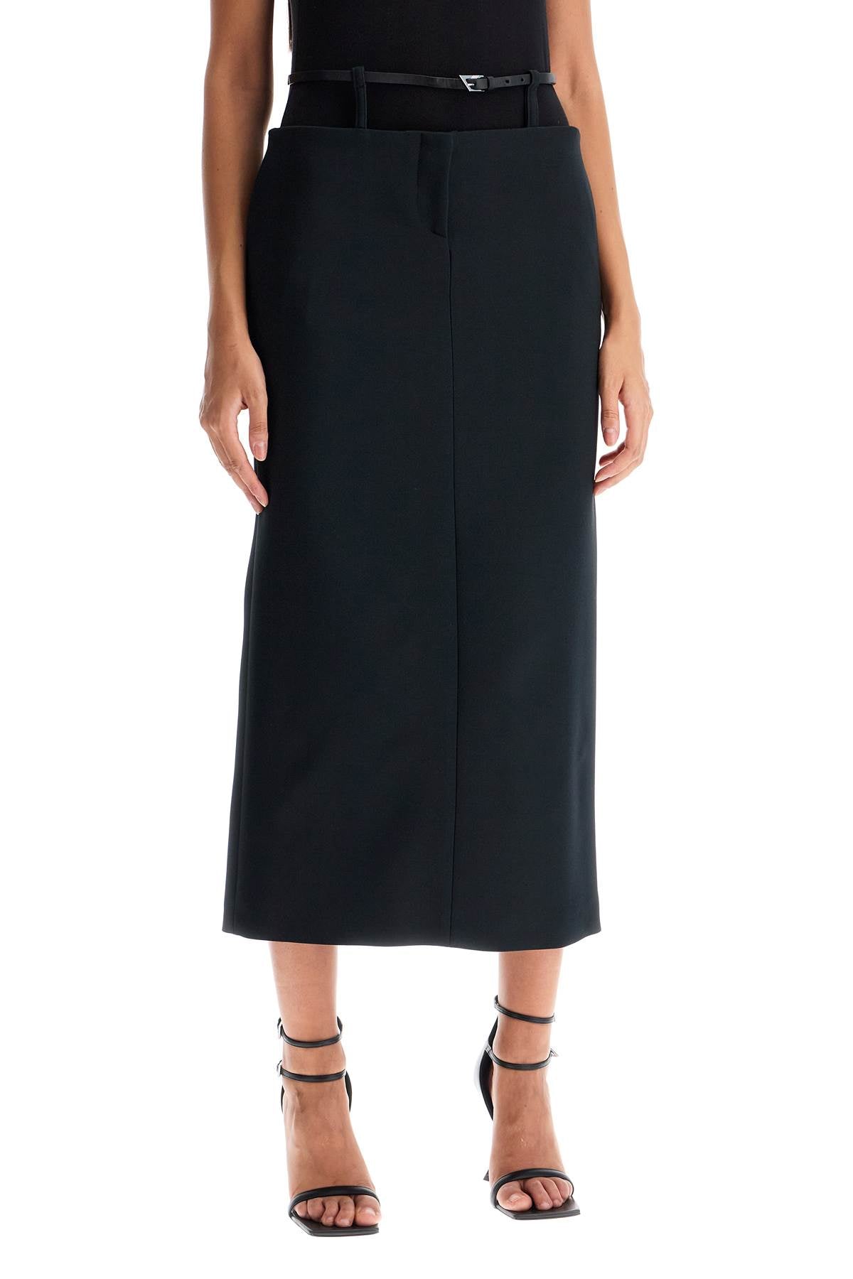 The Attico Stretch Crepe Midi Skirt with Belt image 1