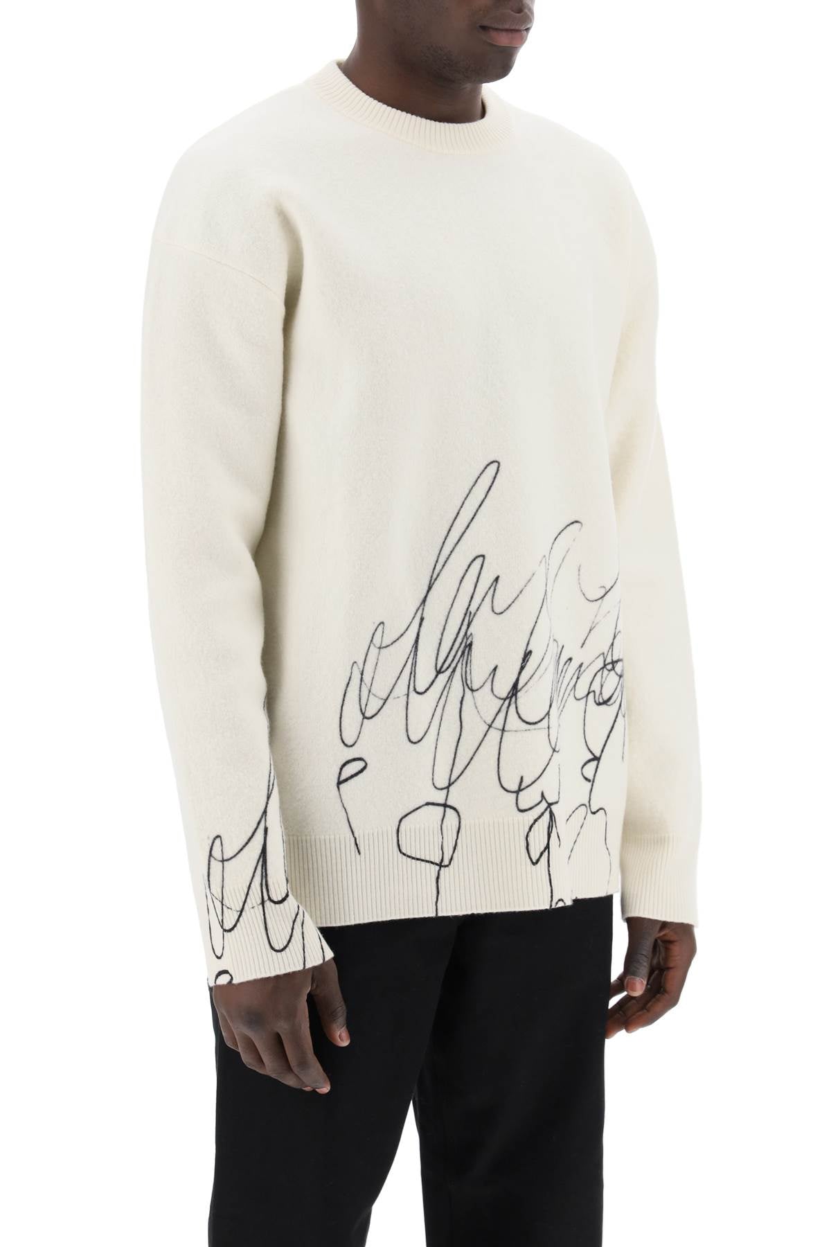 Oamc scribble print wool cotta pullover image 1