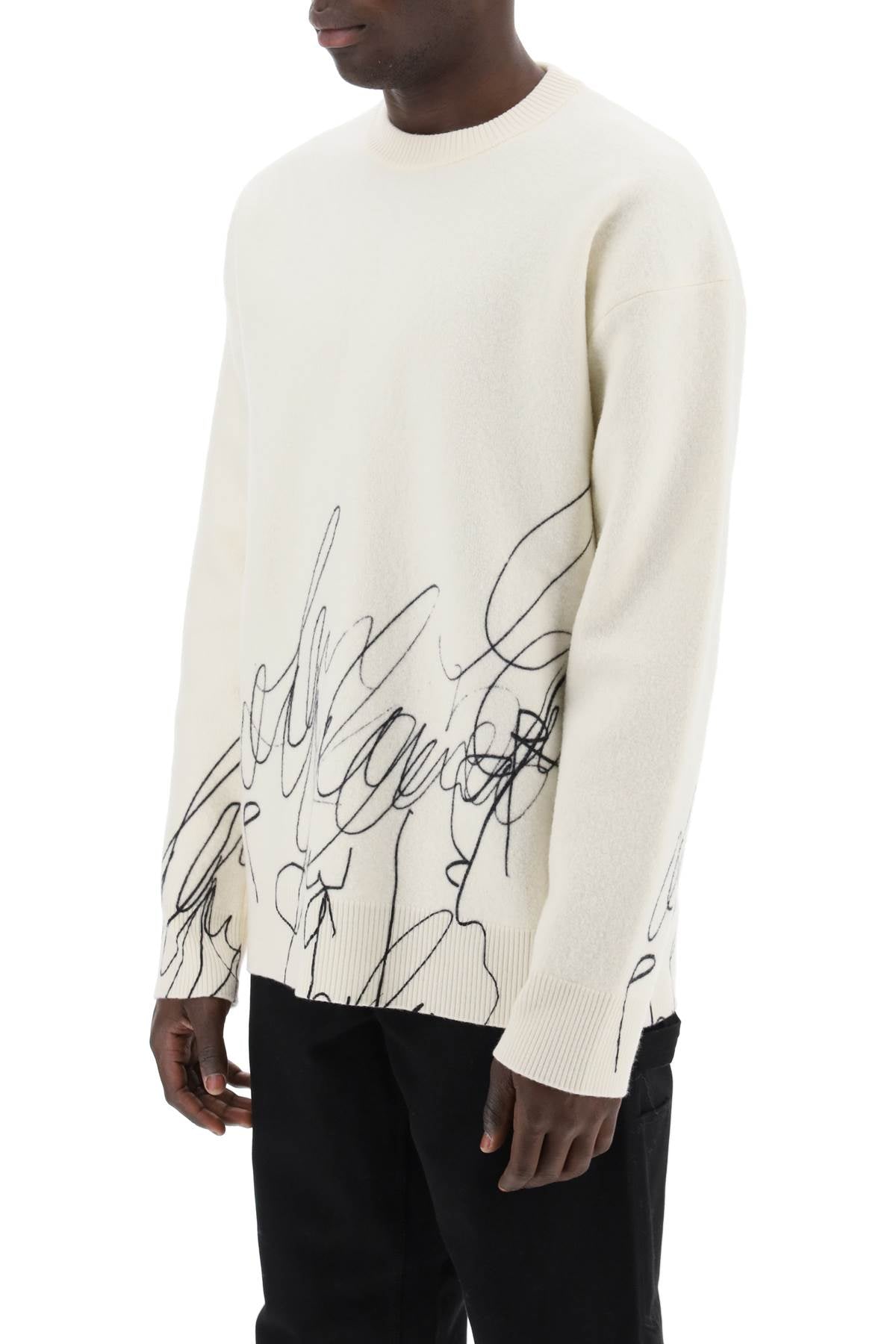 Oamc scribble print wool cotta pullover image 3