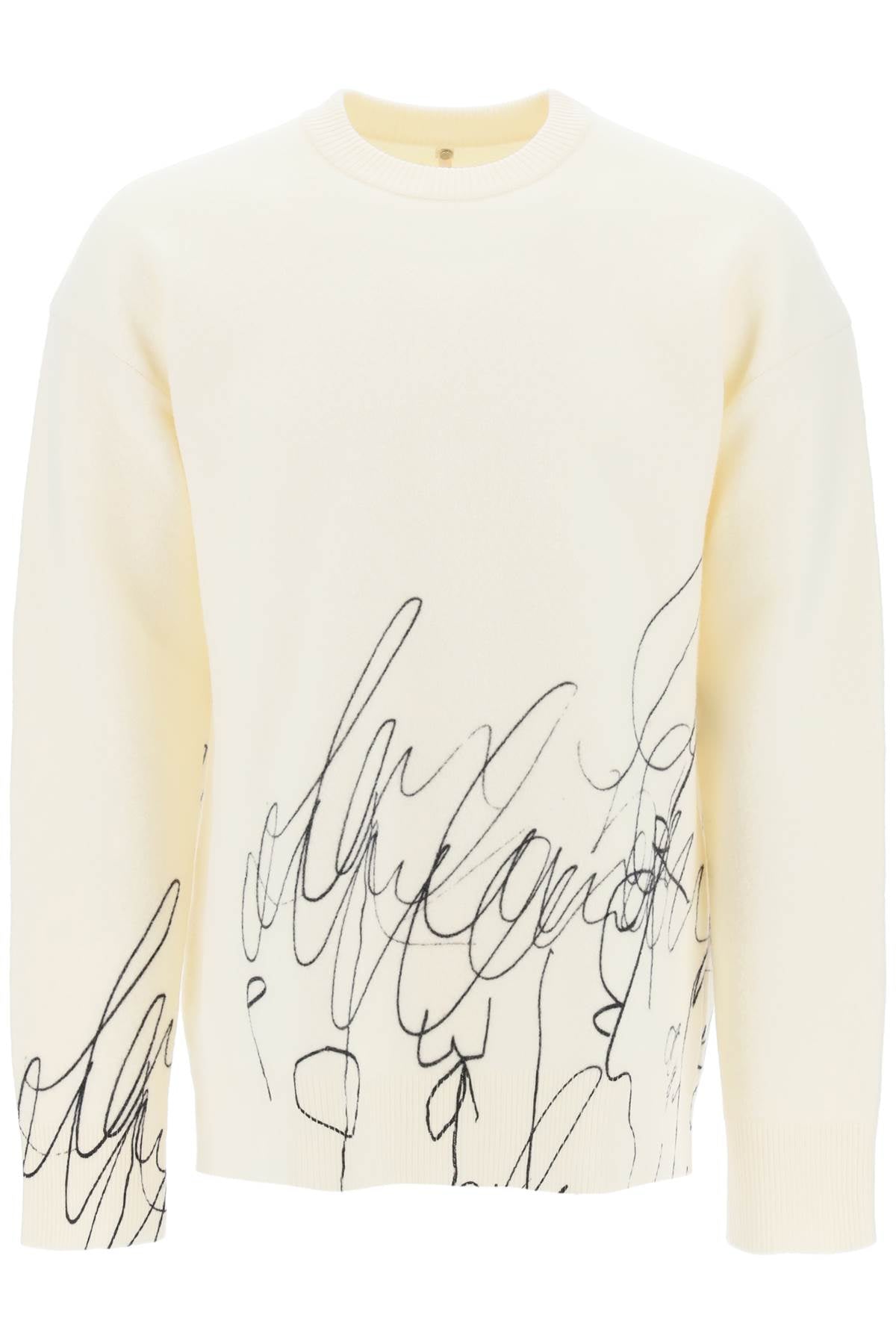 Oamc scribble print wool cotta pullover image 0