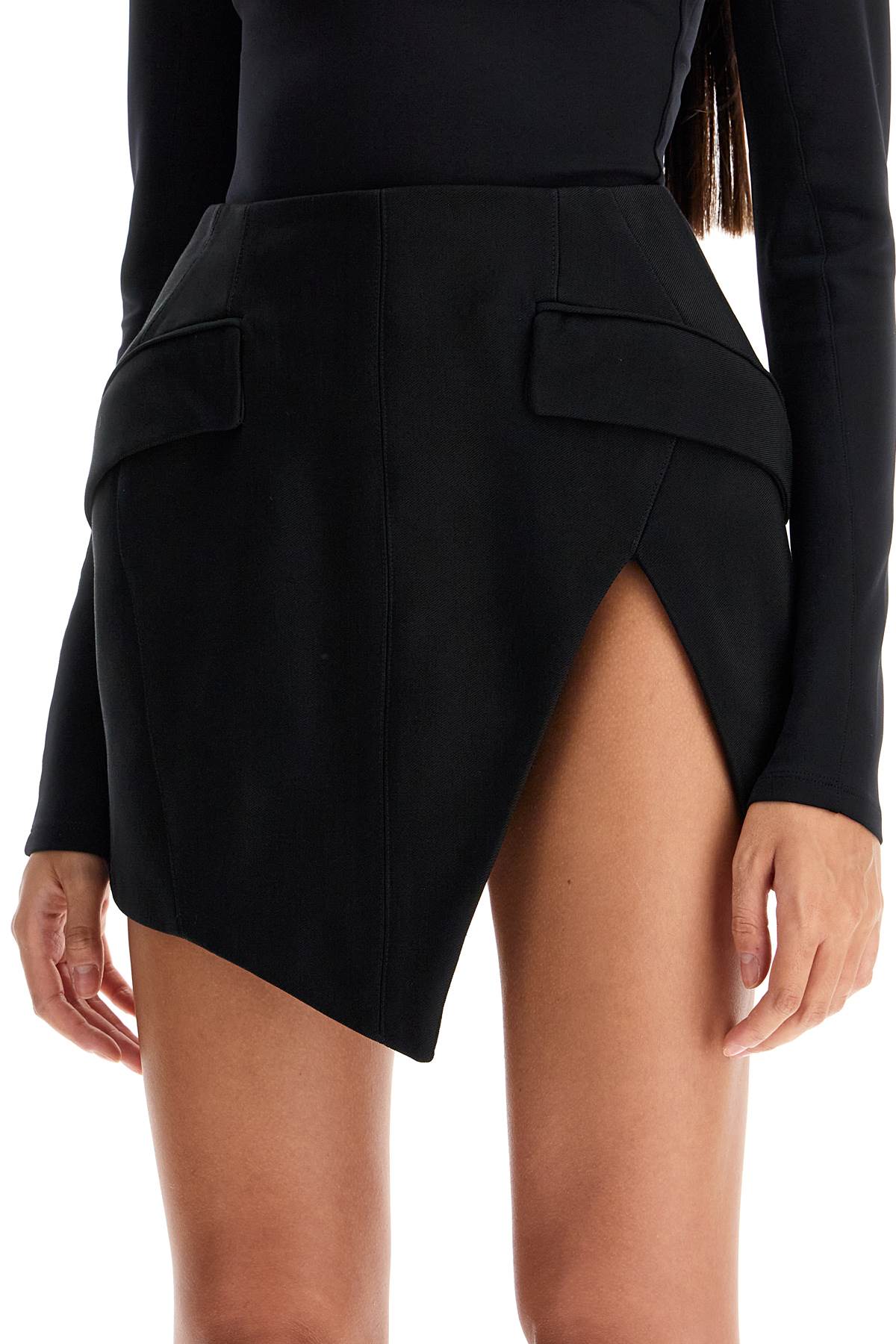 Mugler Asymmetric Mini Skirt with Side Slit image 3