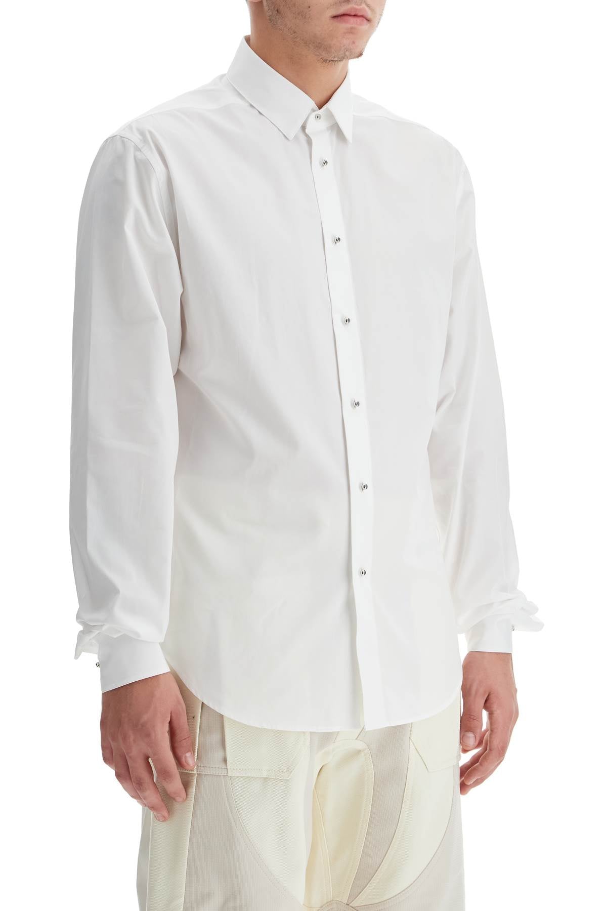 Mugler Men's Cotton Poplin Shirt with Asymmetrical Hem image 1