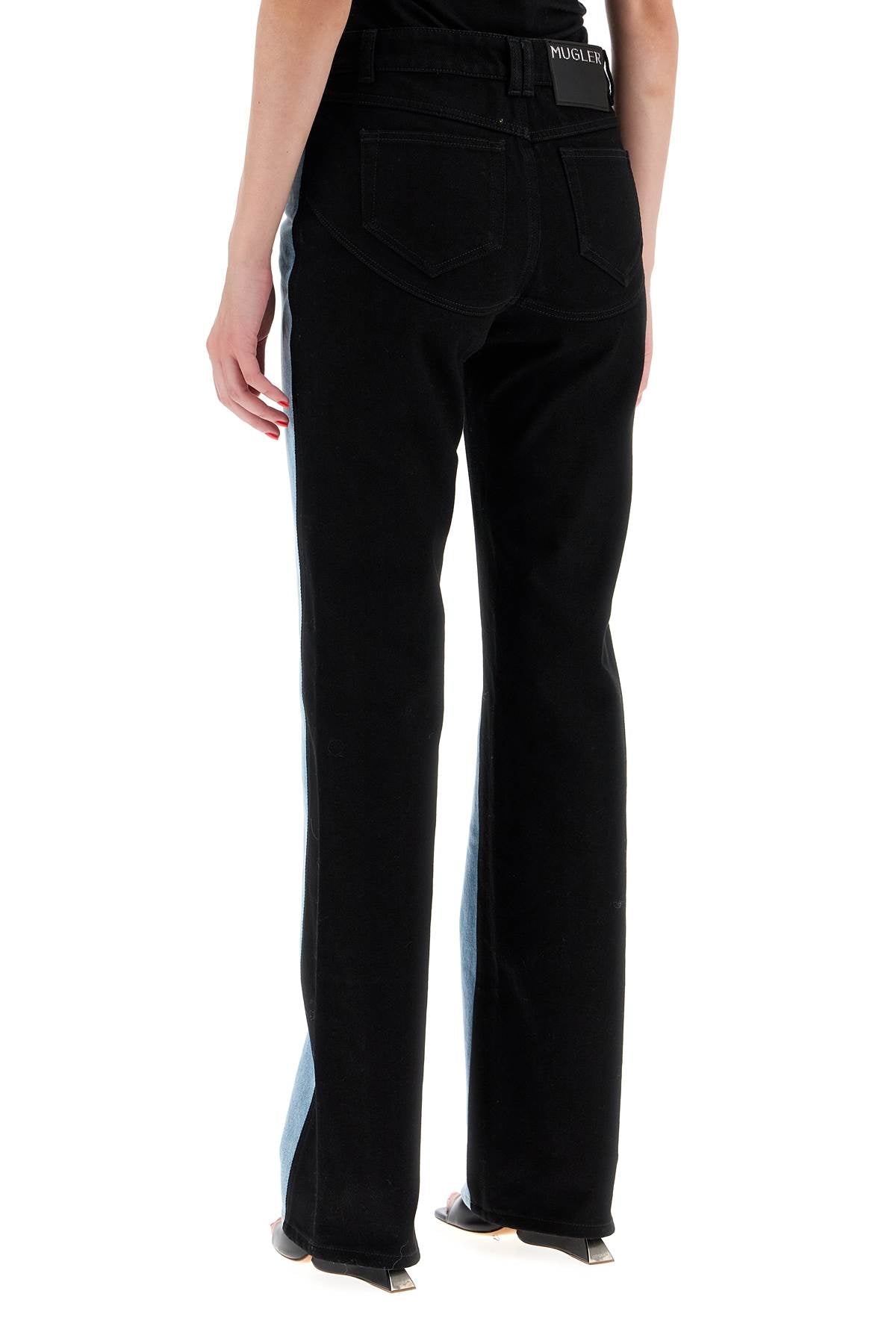 Mugler bicolor straight leg jeans with two image 2