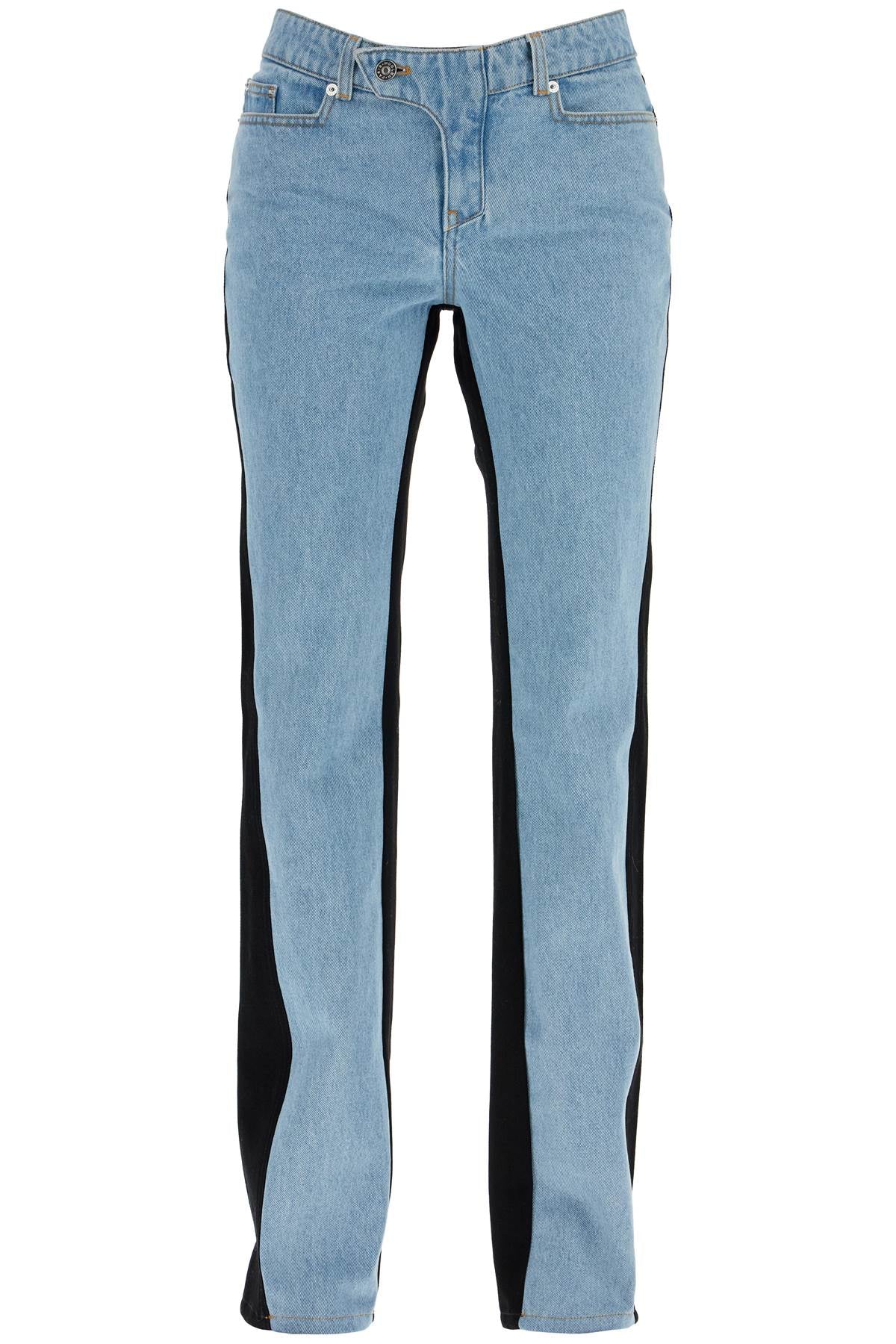 Mugler bicolor straight leg jeans with two image 0