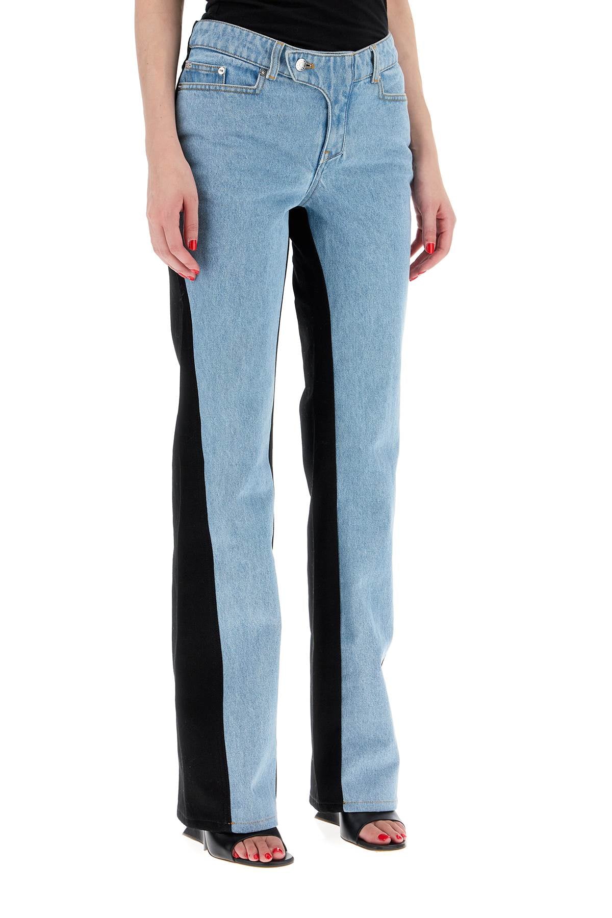 Mugler bicolor straight leg jeans with two image 1