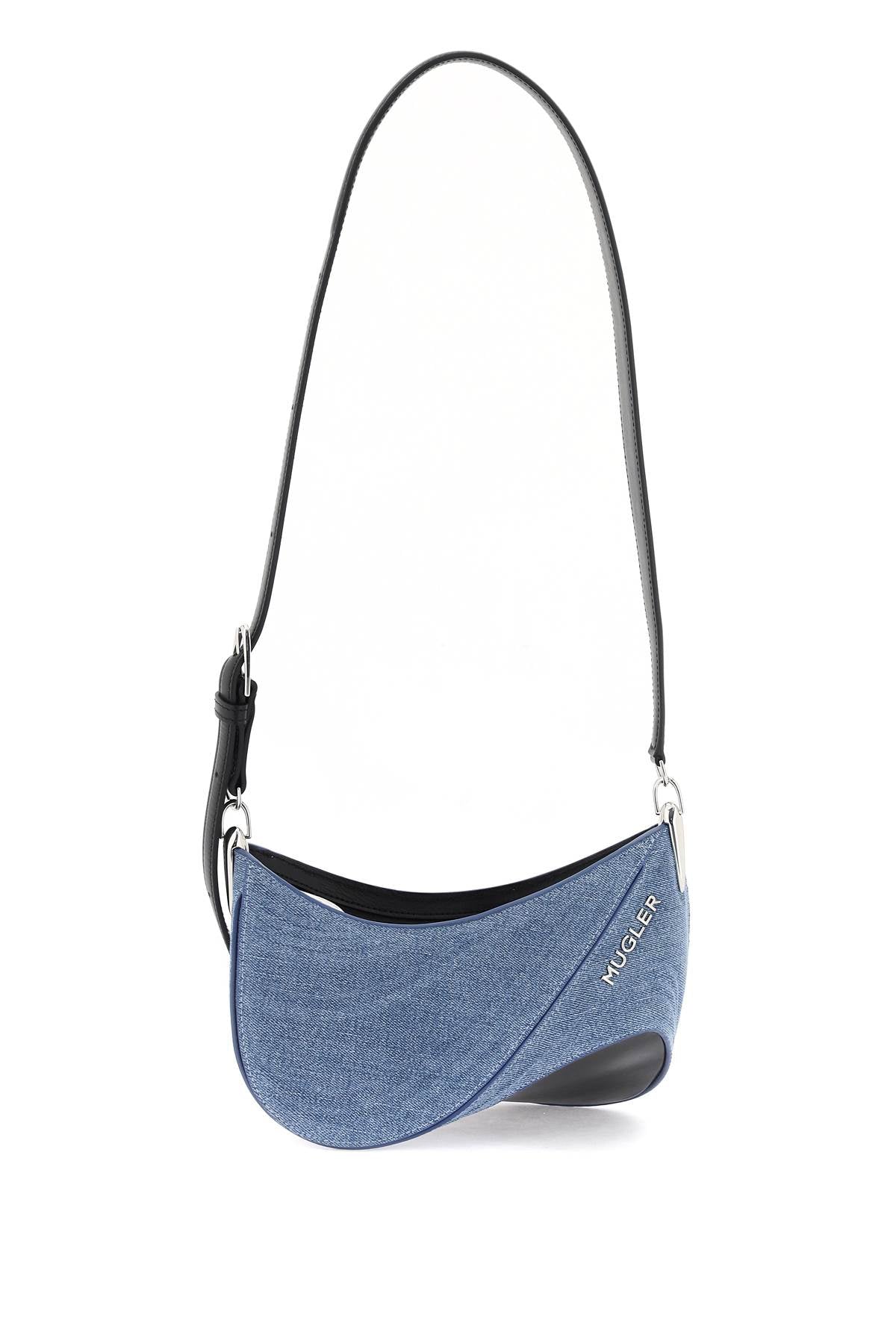 Mugler small denim spiral curve 01 shoulder bag image 0