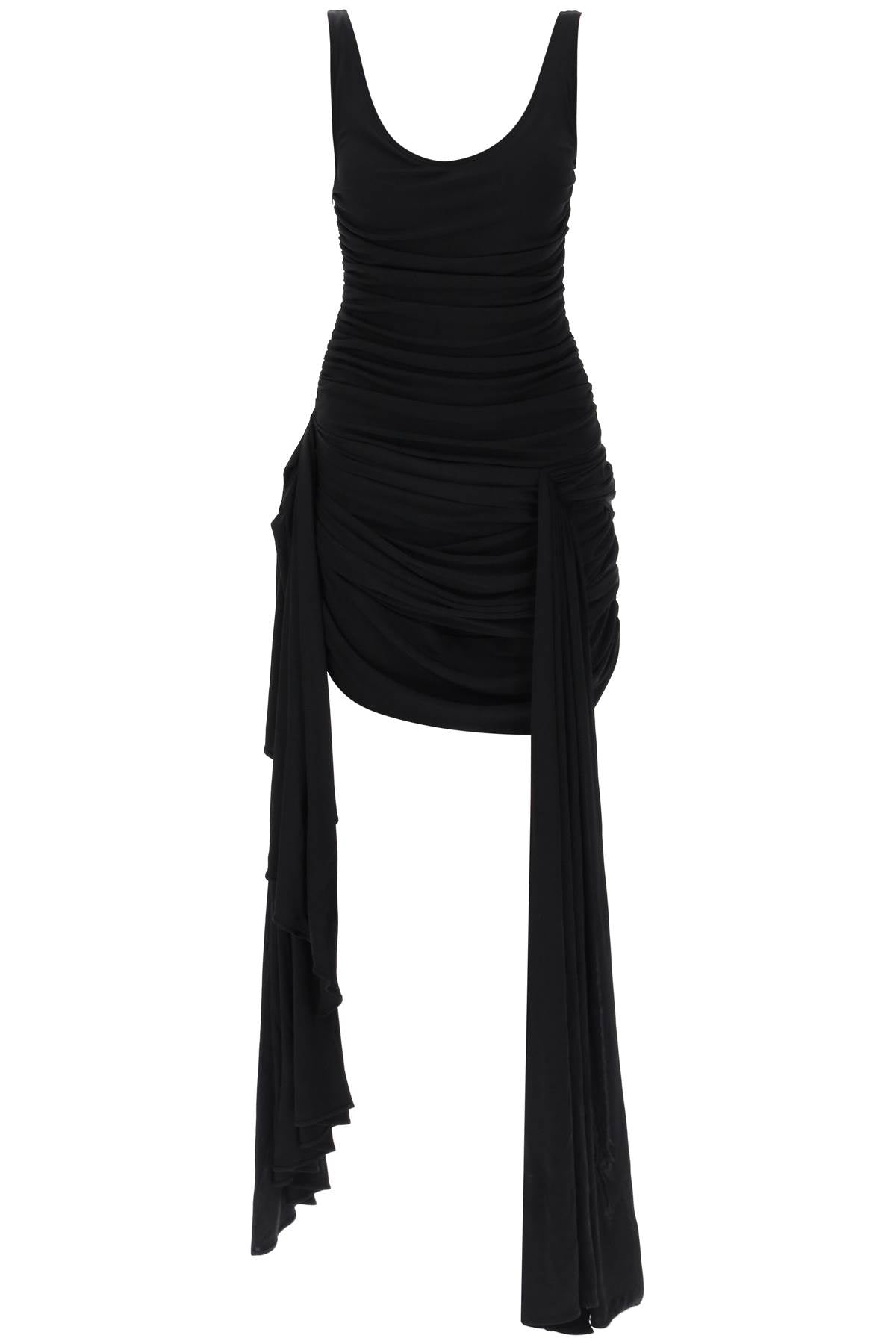 Mugler draped mini dress with side trains image 0